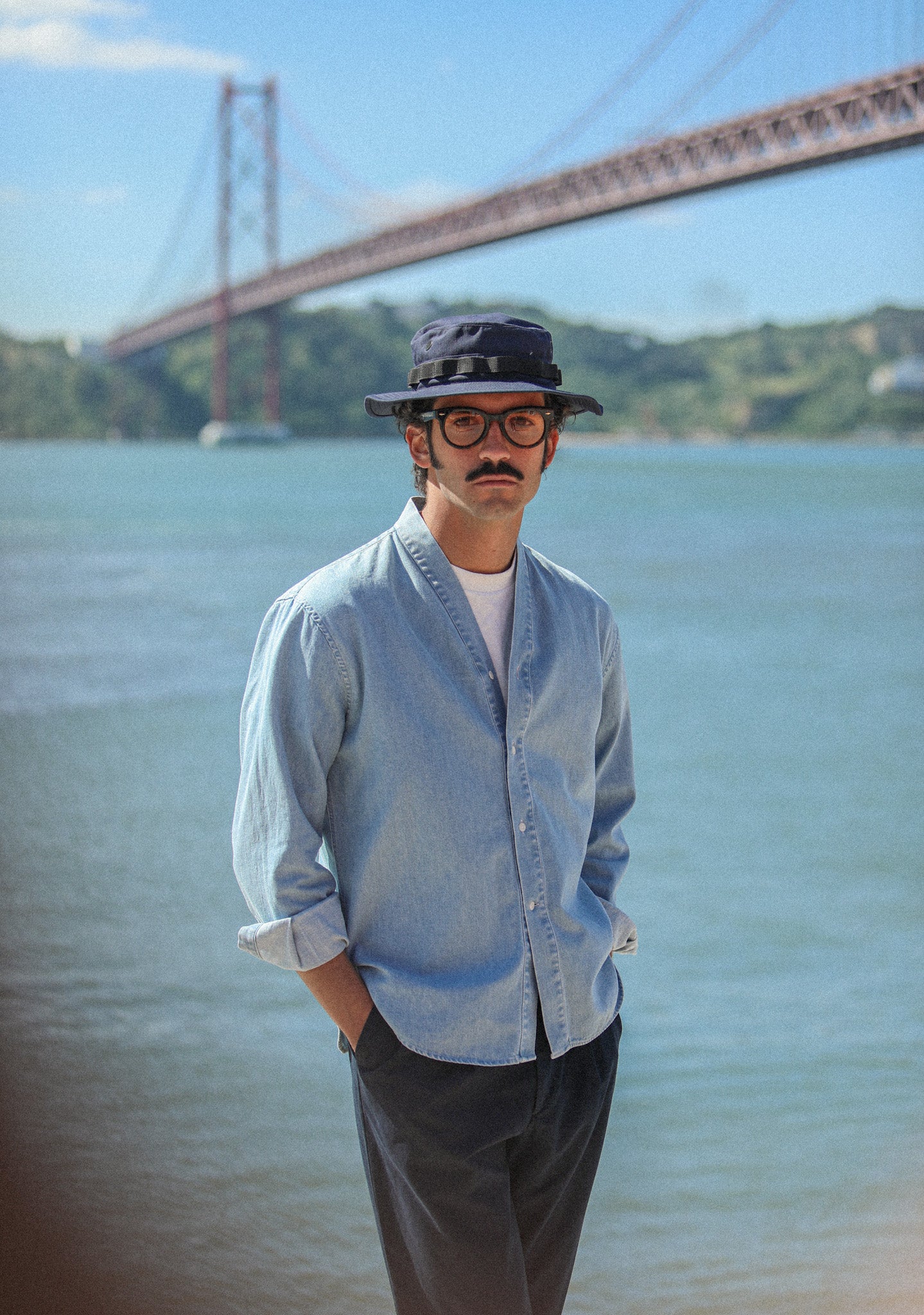 Cardigan Shirt Japanese Denim Bleach