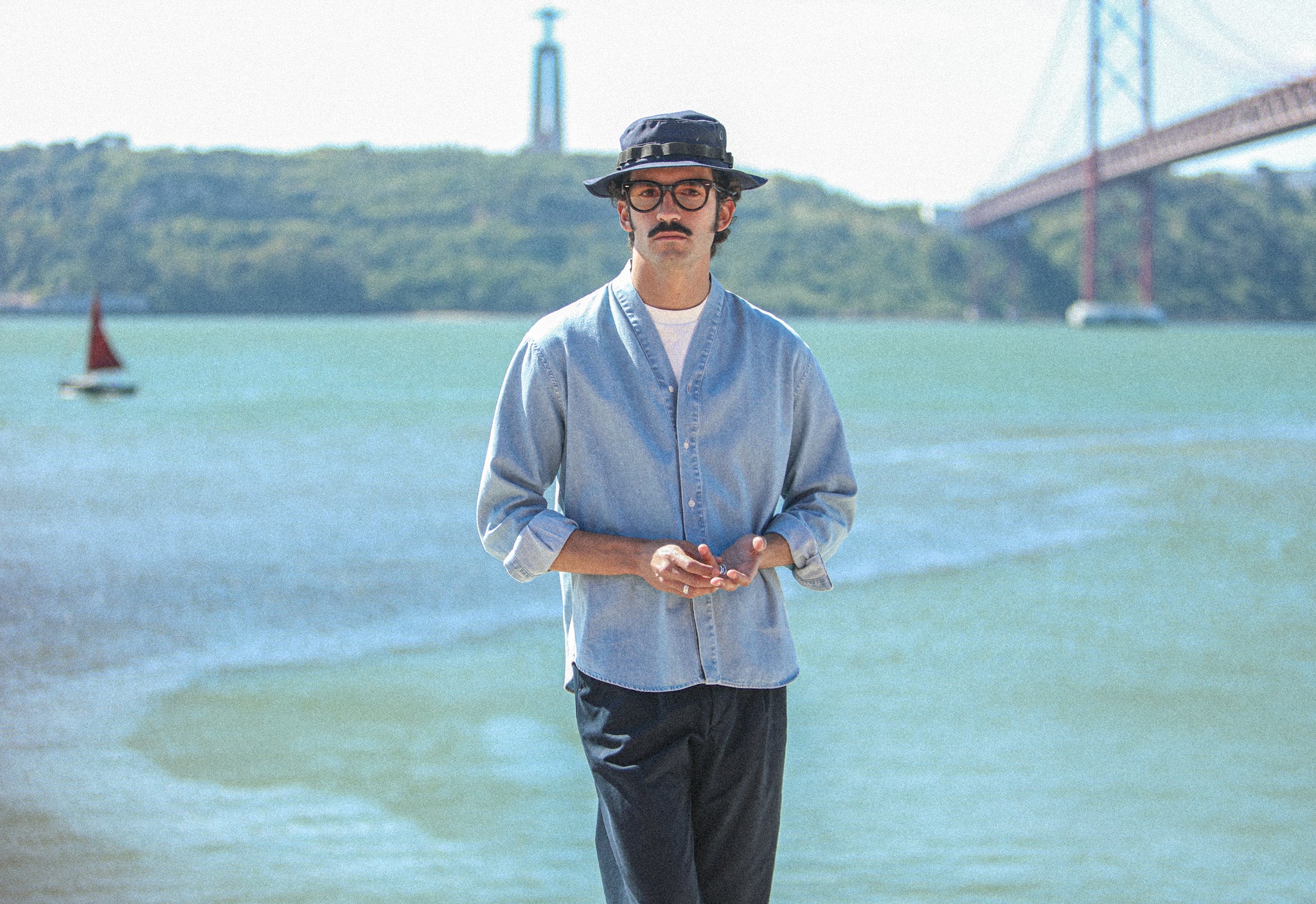 Cardigan Shirt Japanese Denim Bleach - Image 11