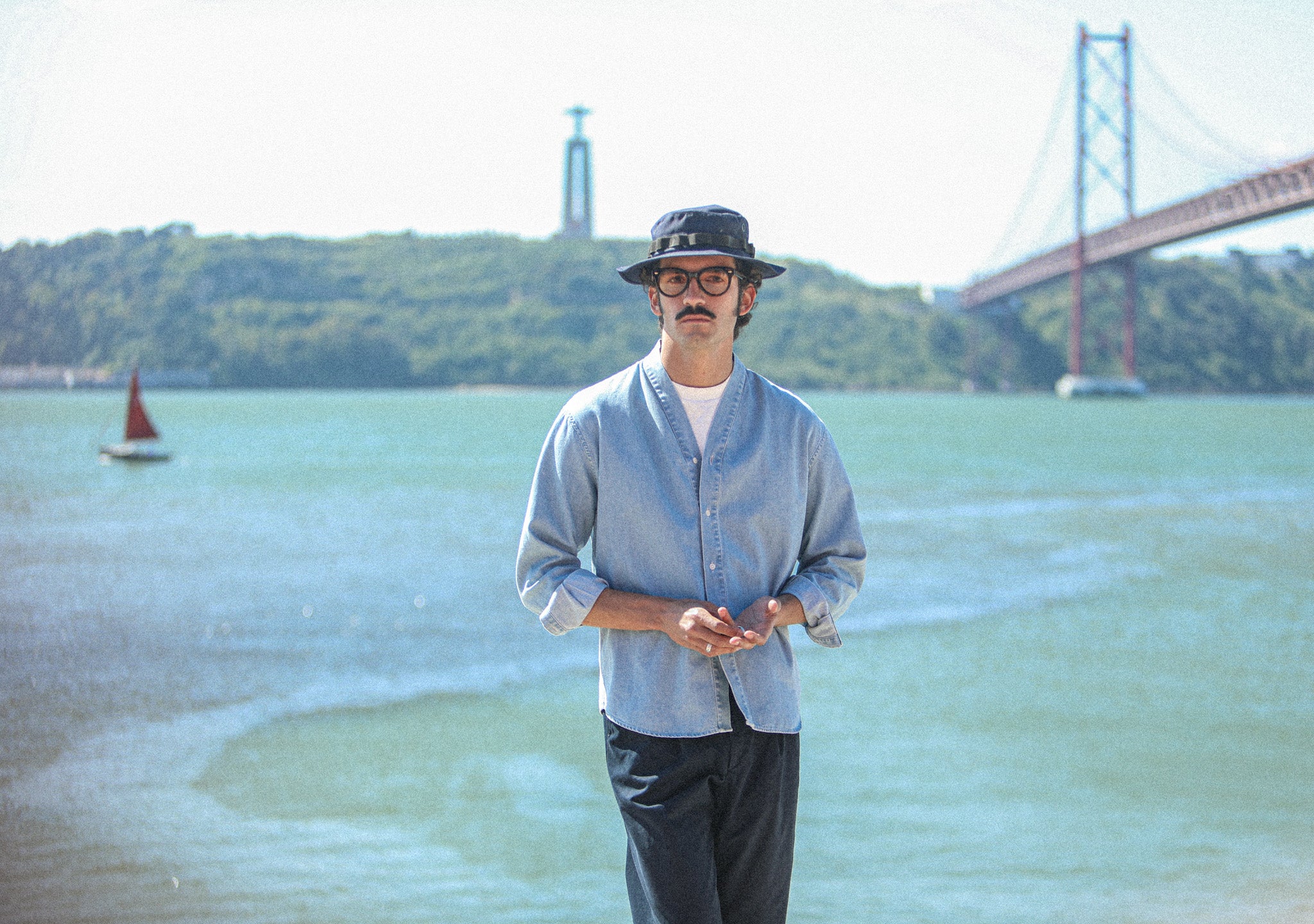 Cardigan Shirt Japanese Denim Bleach - Image 3