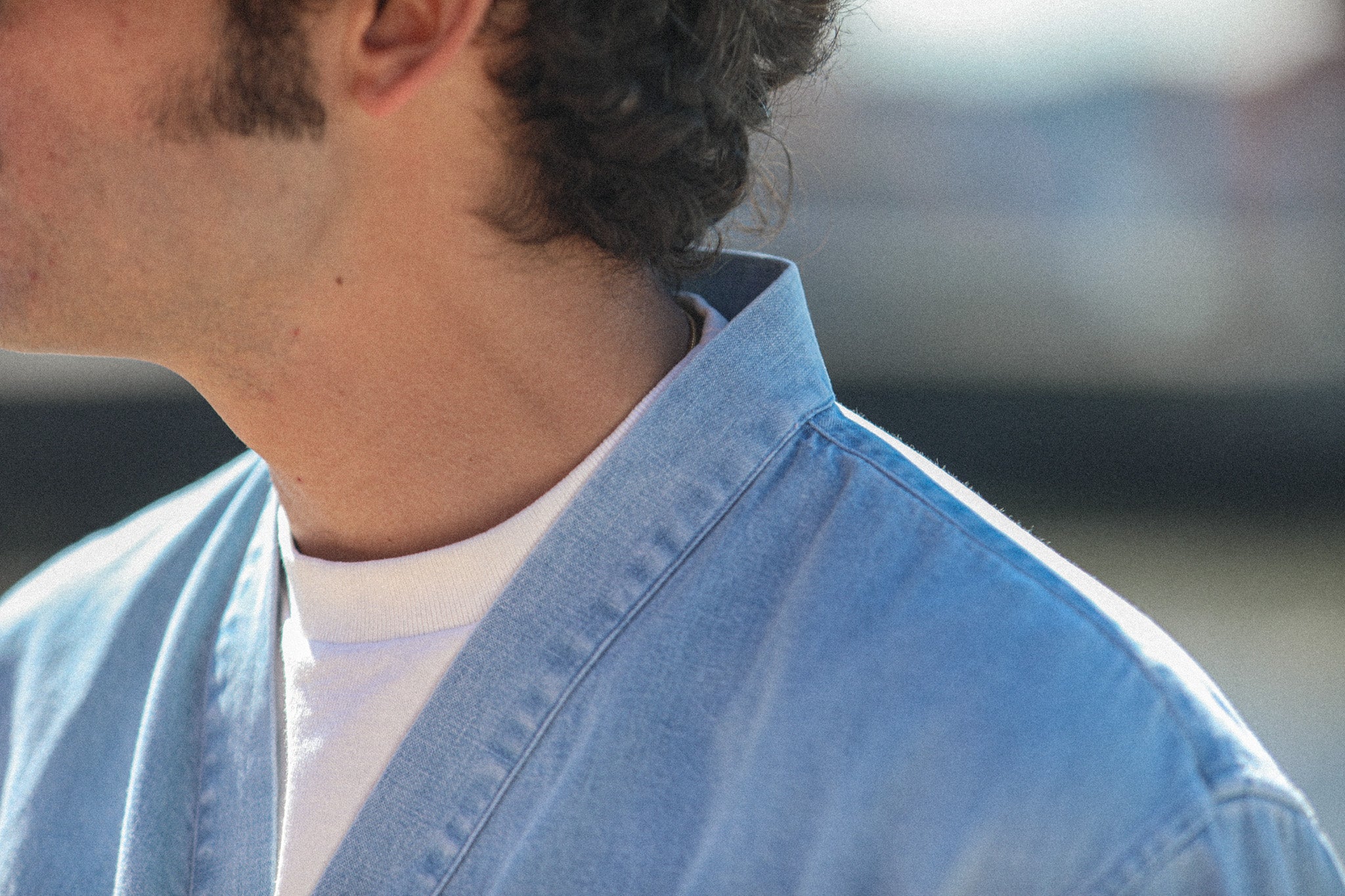 Cardigan Shirt Japanese Denim Bleach - Image 5