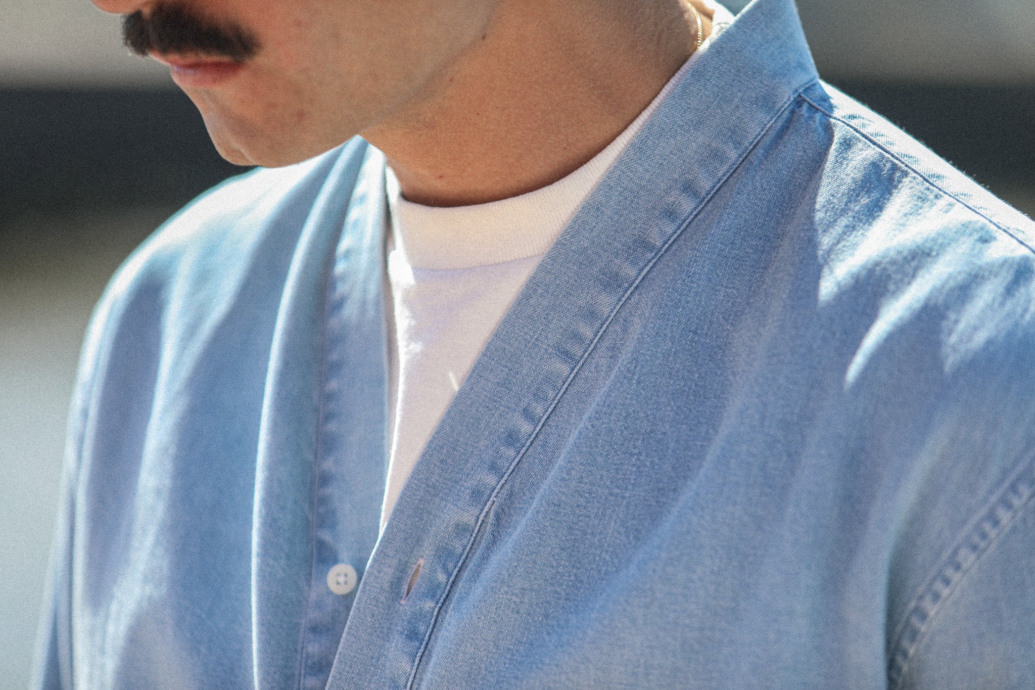 Cardigan Shirt Japanese Denim Bleach - Image 8