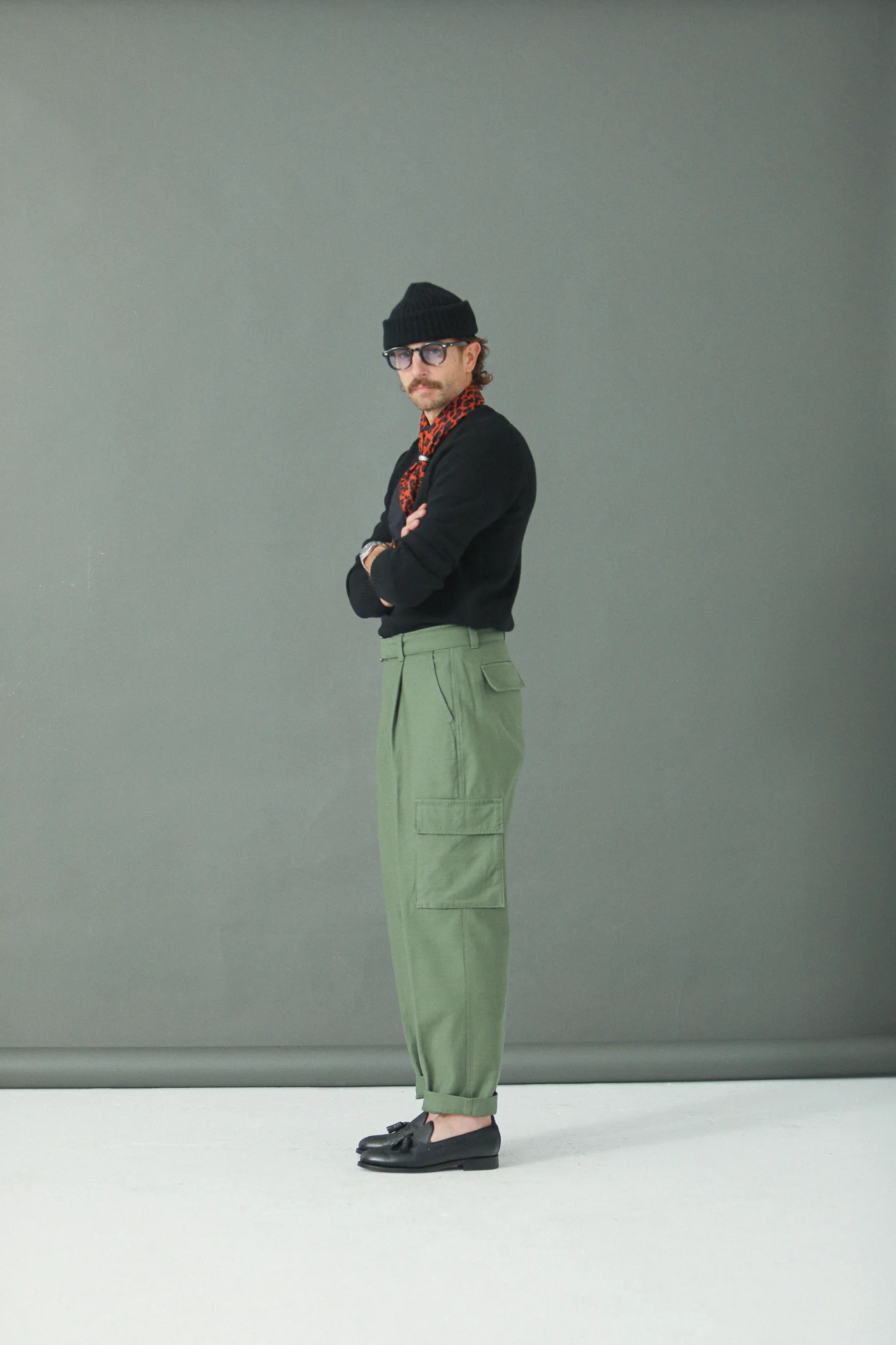 Cargo Sateen Japonais Pince Simple Khaki - Comfort Fit - Image 9