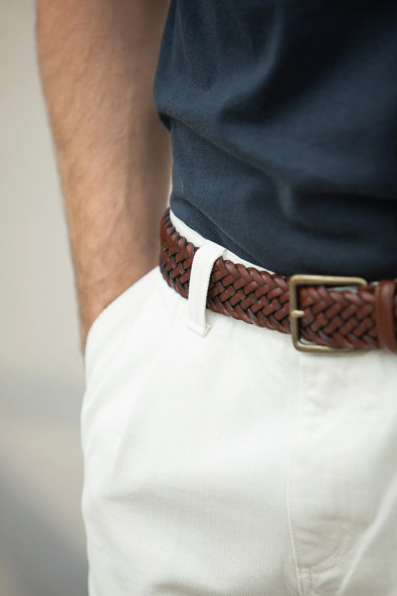Ceinture Cuir Tressée Cognac - Image 4