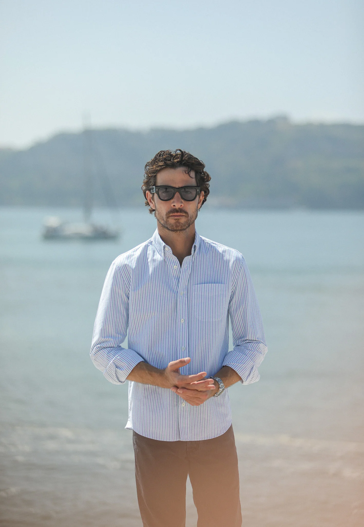 Chemise Oxford Rayures Blue & Green - Retro Fit