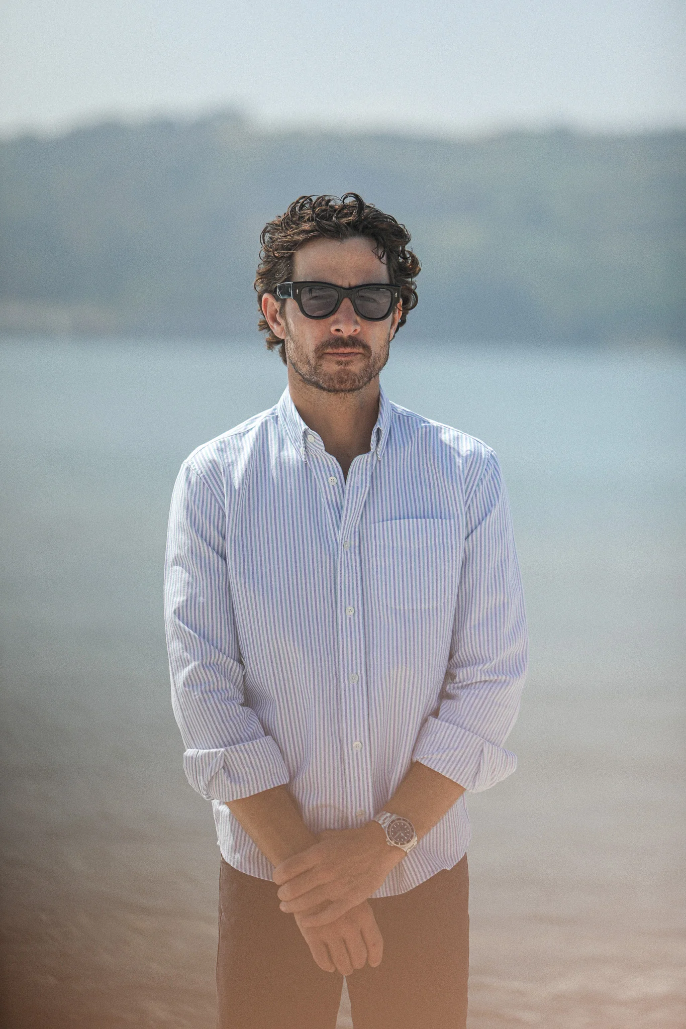 Chemise Oxford Rayures Blue & Green - Retro Fit - Image 2