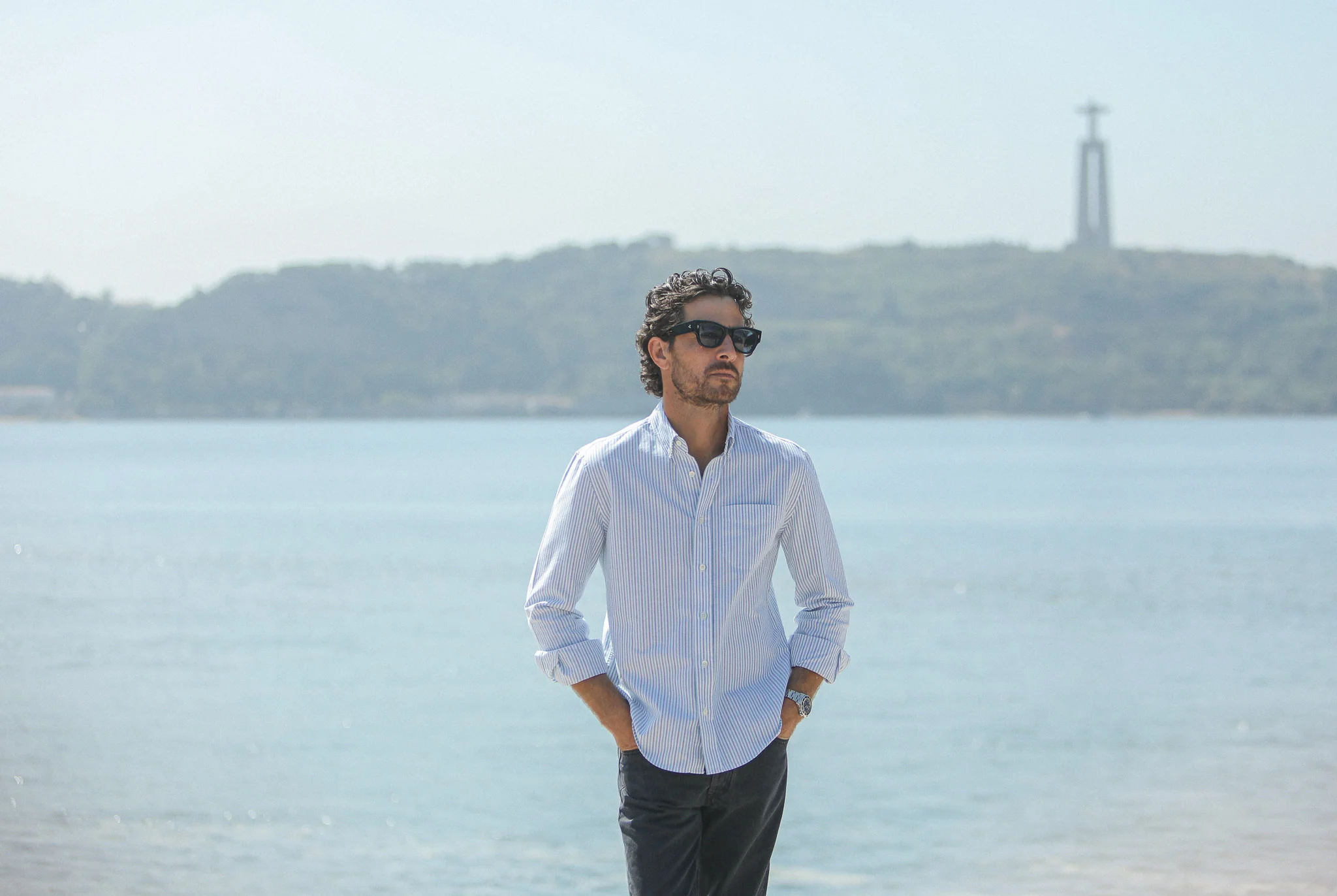 Chemise Oxford Rayures Blue & Green - Retro Fit - Image 3