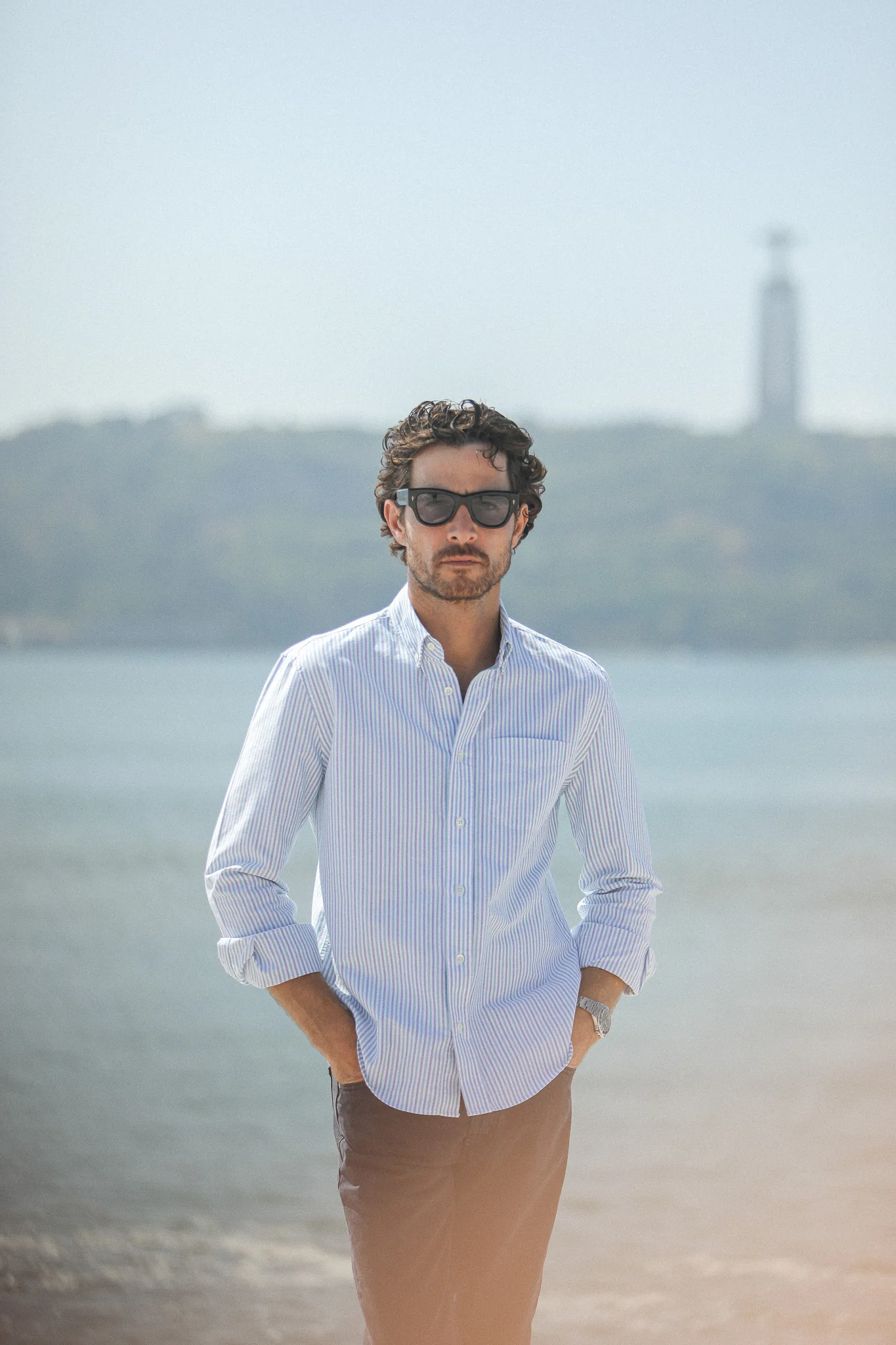 Chemise Oxford Rayures Blue & Green - Retro Fit - Image 4