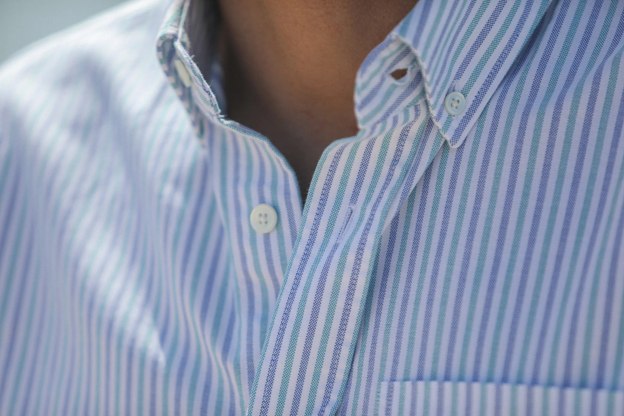 Chemise Oxford Rayures Blue & Green - Retro Fit - Image 5