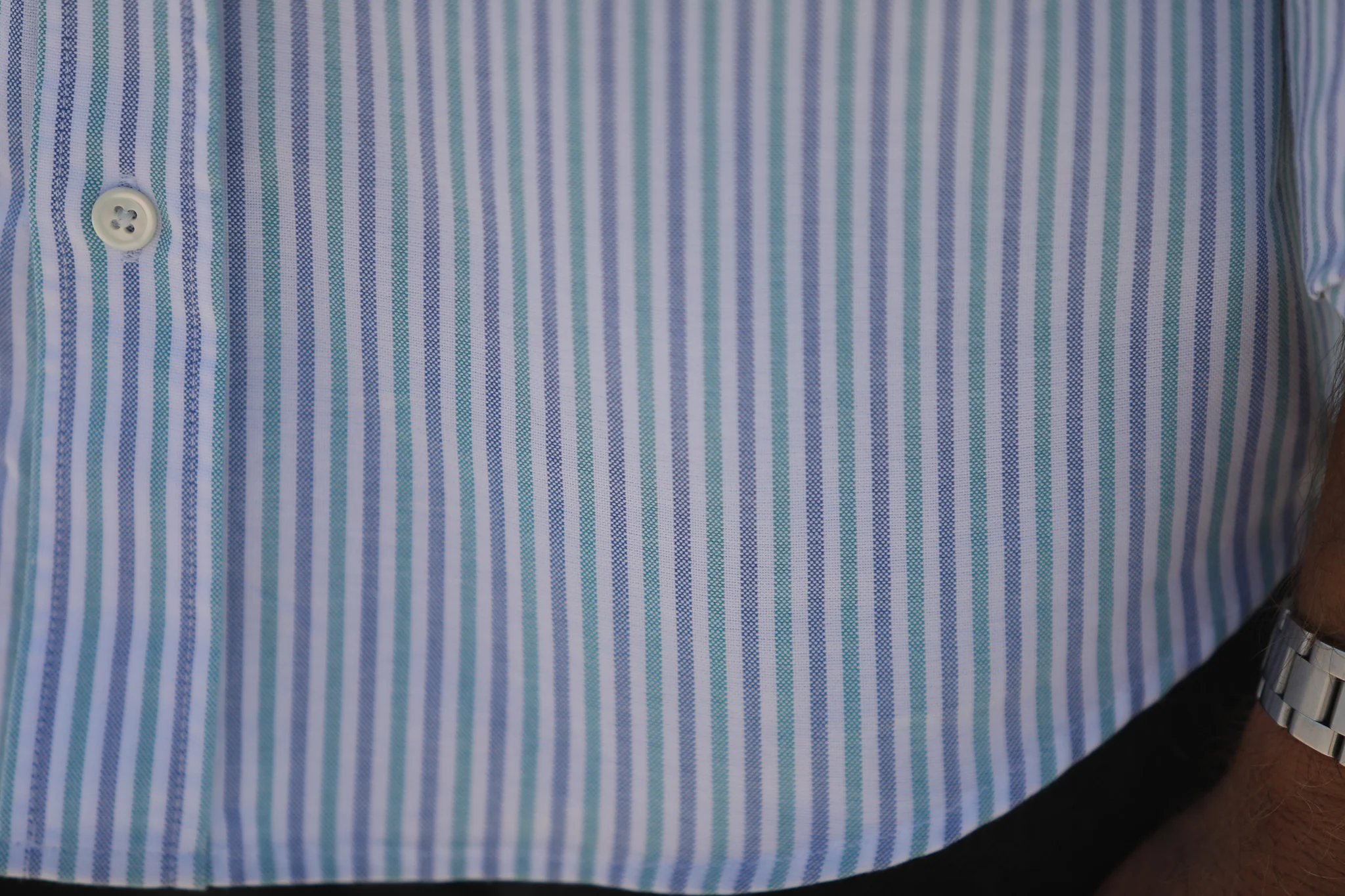 Chemise Oxford Rayures Blue & Green - Retro Fit - Image 6