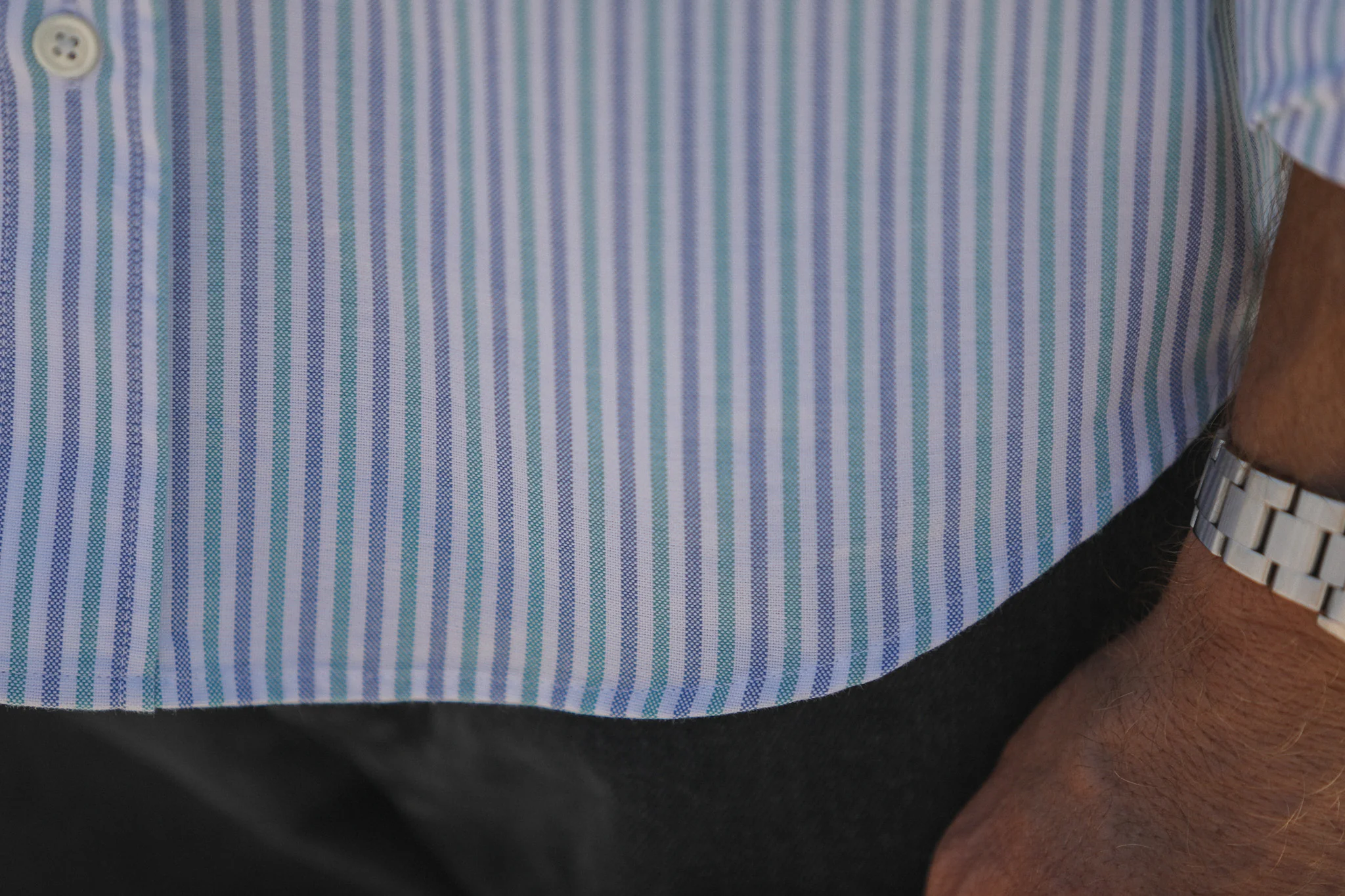 Chemise Oxford Rayures Blue & Green - Retro Fit - Image 7