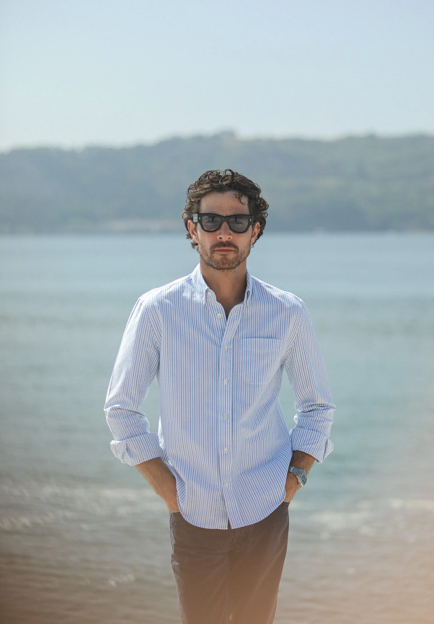 Chemise Oxford Rayures Blue & Green - Retro Fit - Image 9