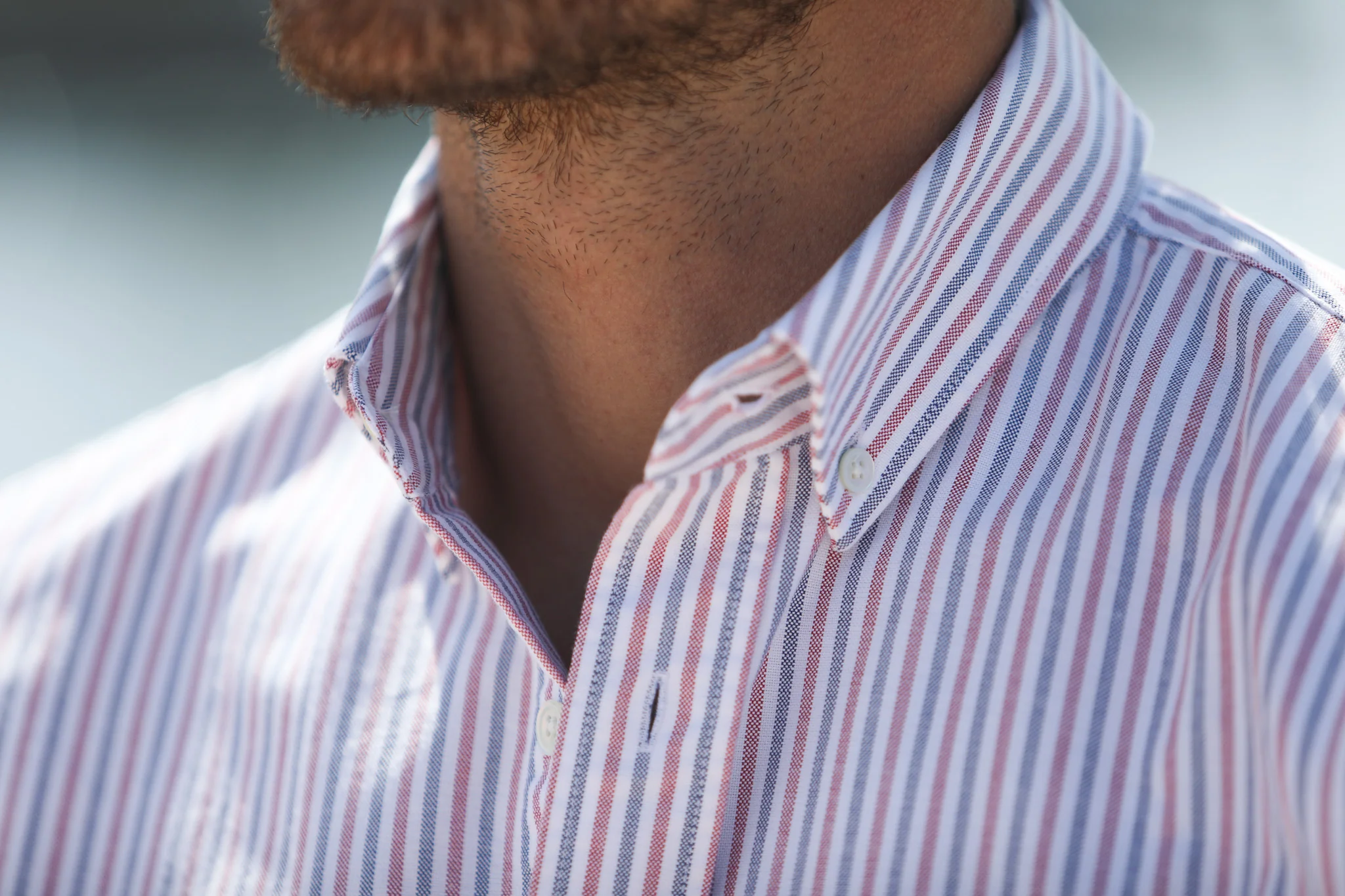 Chemise Oxford Rayures Blue & Red - Retro Fit - Image 3