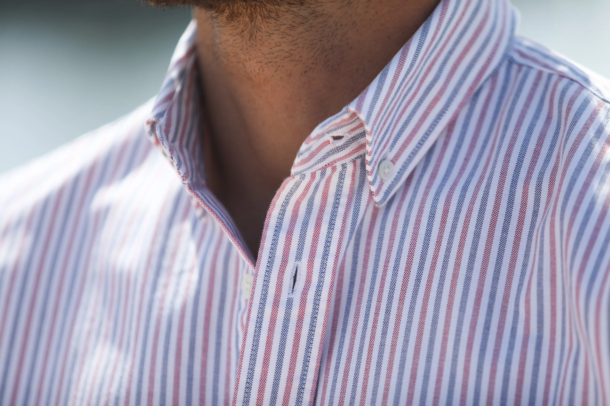 Chemise Oxford Rayures Blue & Red - Retro Fit - Image 6