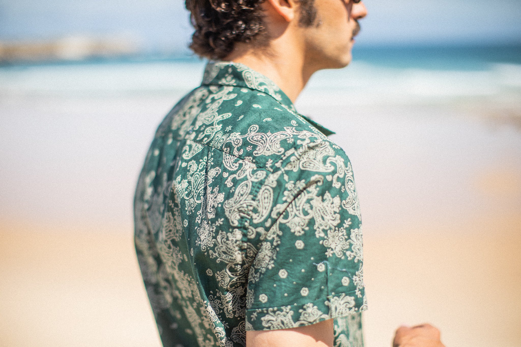 Chemise Camp Collar Bandana Vert - Image 11