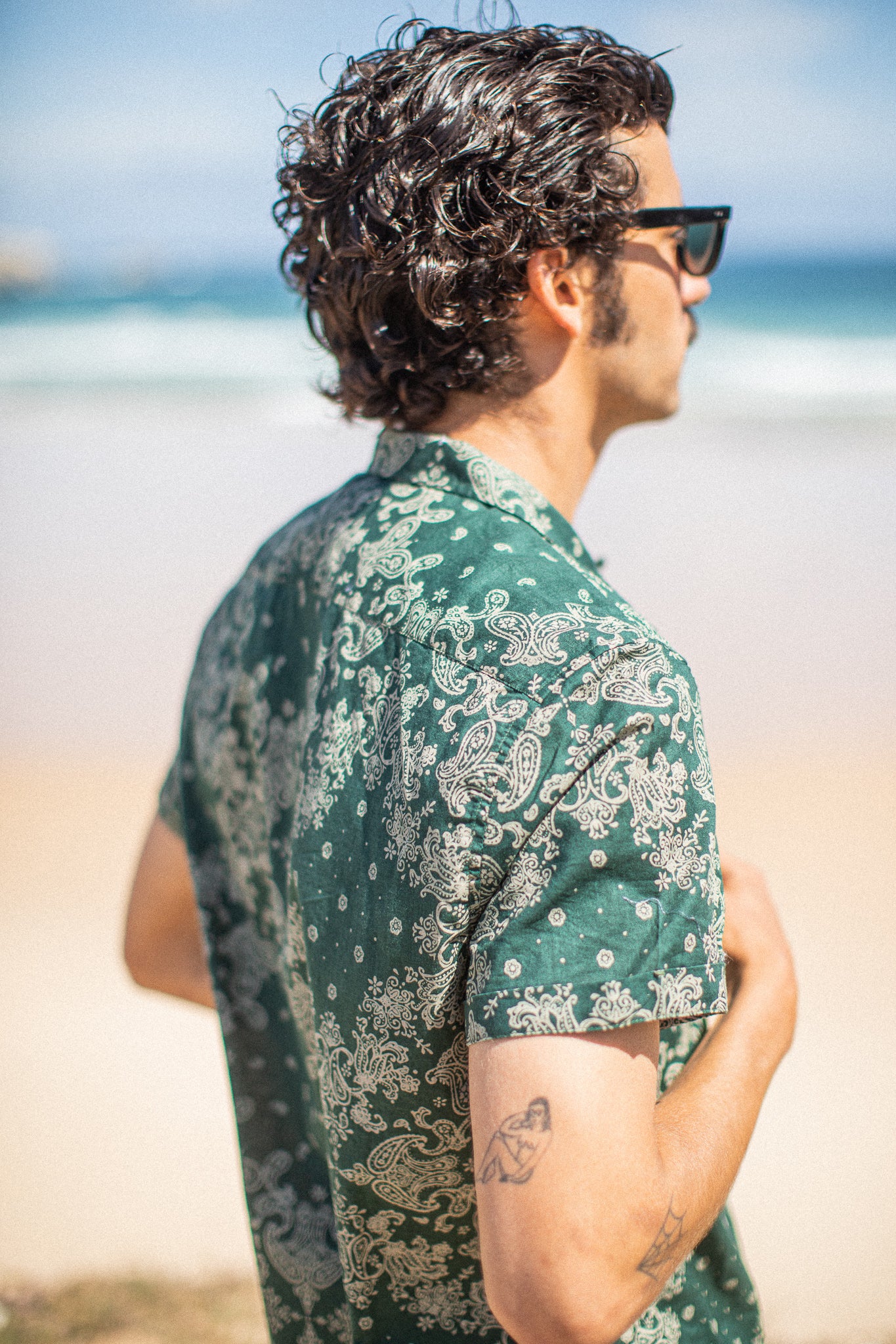Chemise Camp Collar Bandana Vert - Image 2