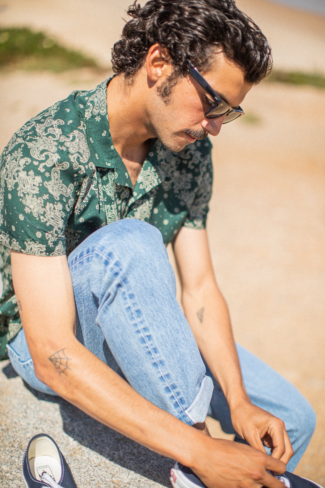 Chemise Camp Collar Bandana Vert - Image 4