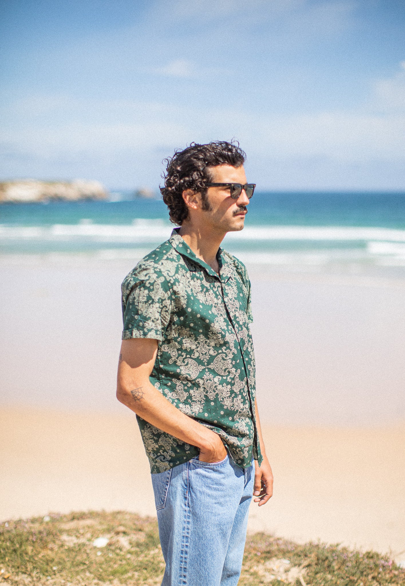Chemise Camp Collar Bandana Vert - Image 9