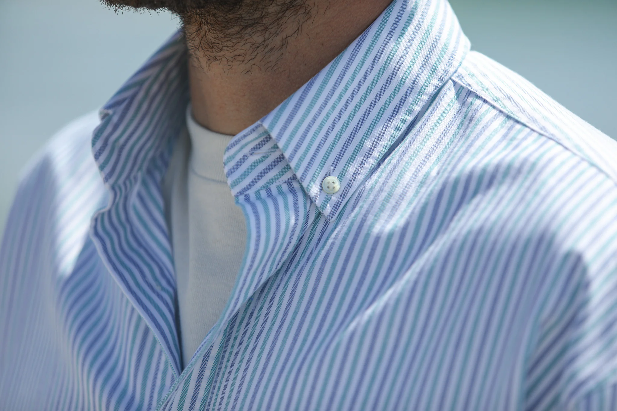 Chemise Oxford Stripes Green-Blue - Modern Fit - Image 5