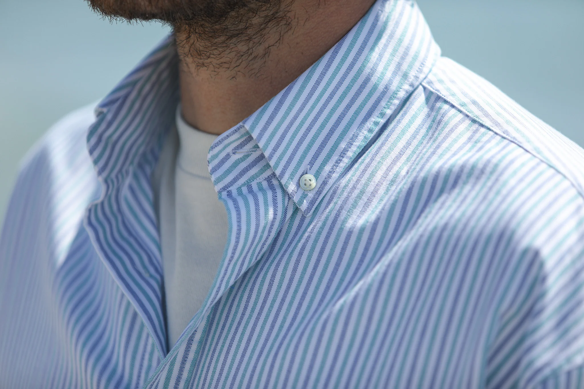 Chemise Oxford Stripes Green-Blue - Modern Fit - Image 8