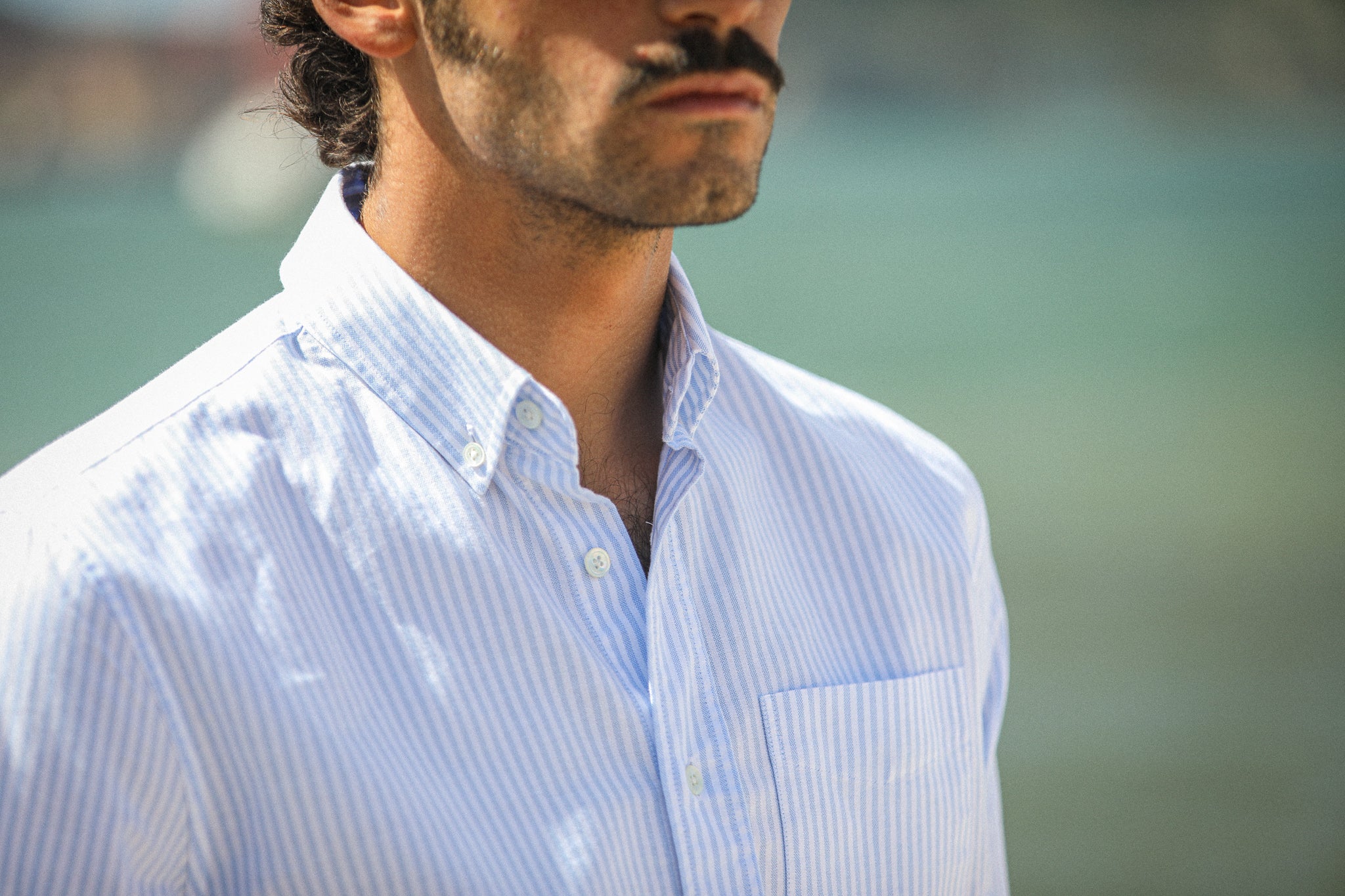 Chemise Oxford Rayée Bleu - Retro Fit - Image 6