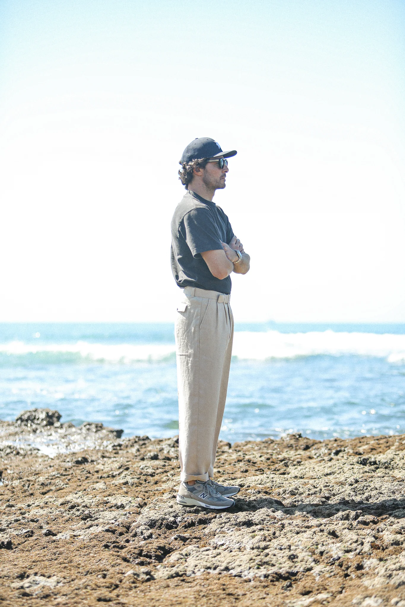 Chino Militaire Double Pince Lin Beige - Confort Fit