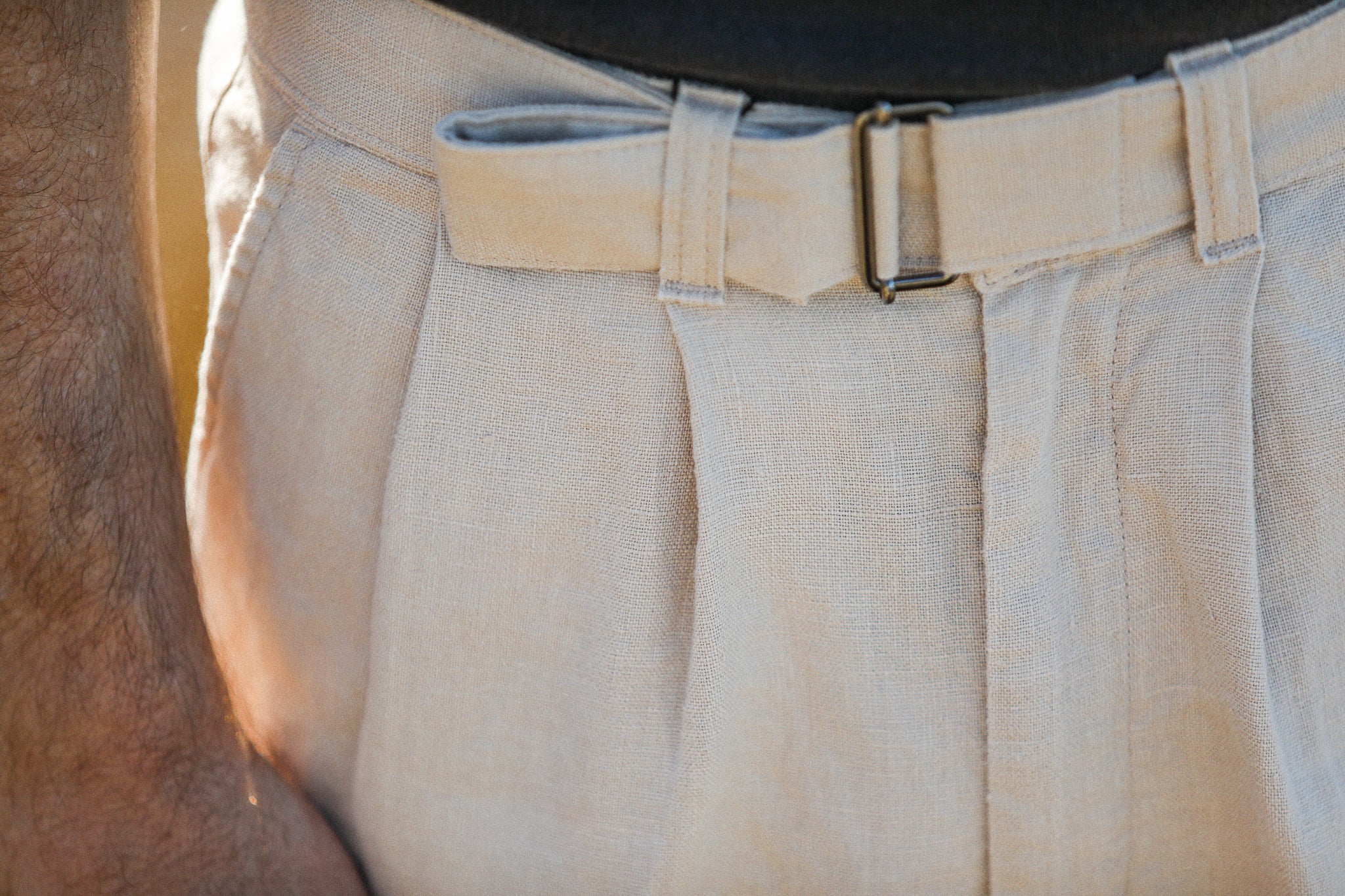 Chino Militaire Double Pince Lin Beige - Confort Fit - Image 6