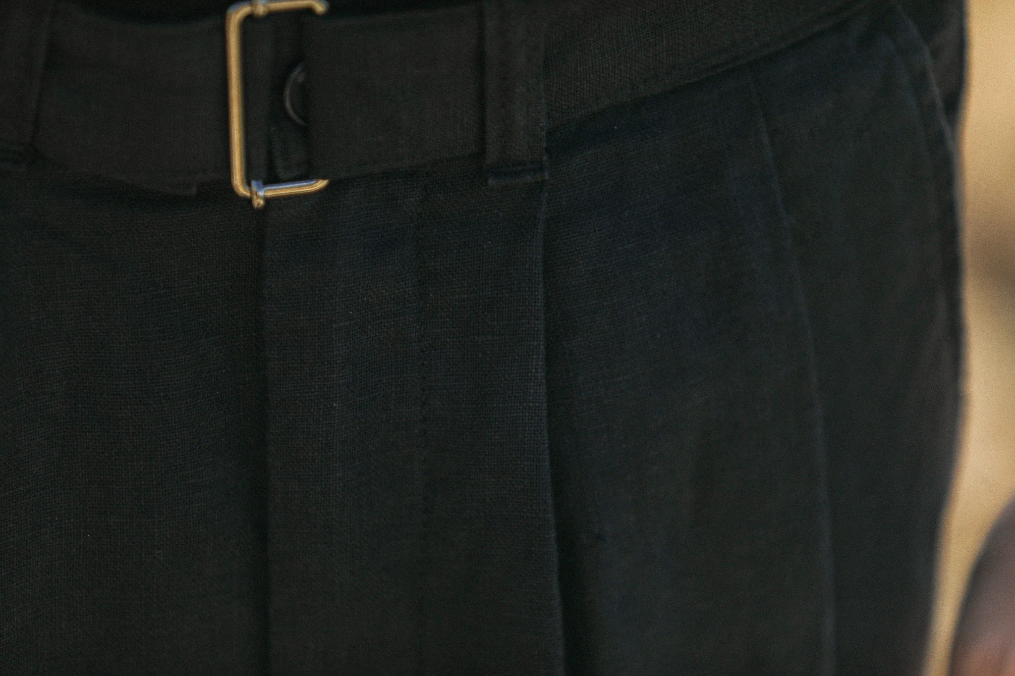 Chino Militaire Double Pince Lin Noir - Confort Fit - Image 5