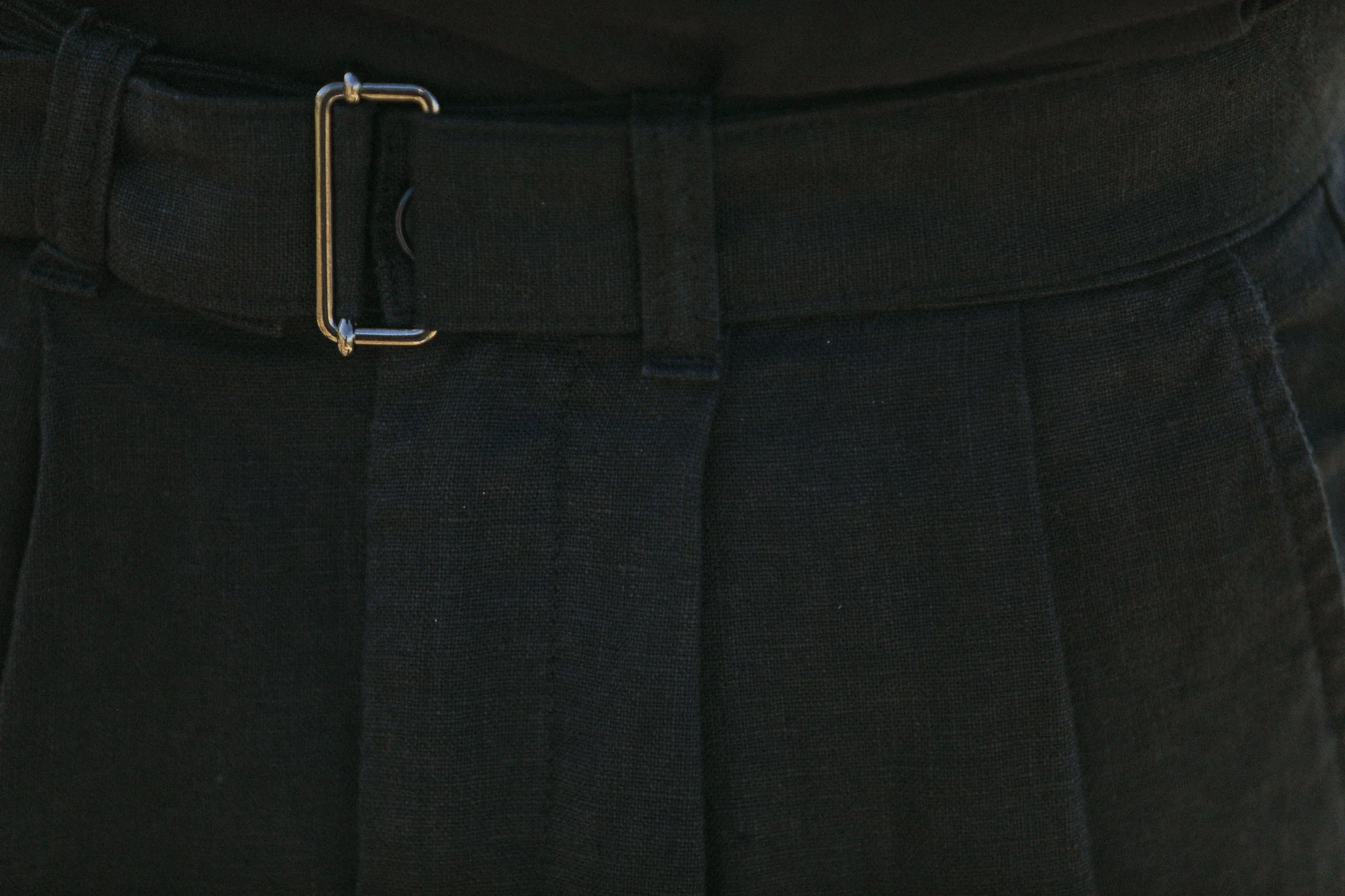 Chino Militaire Double Pince Lin Noir - Confort Fit - Image 8