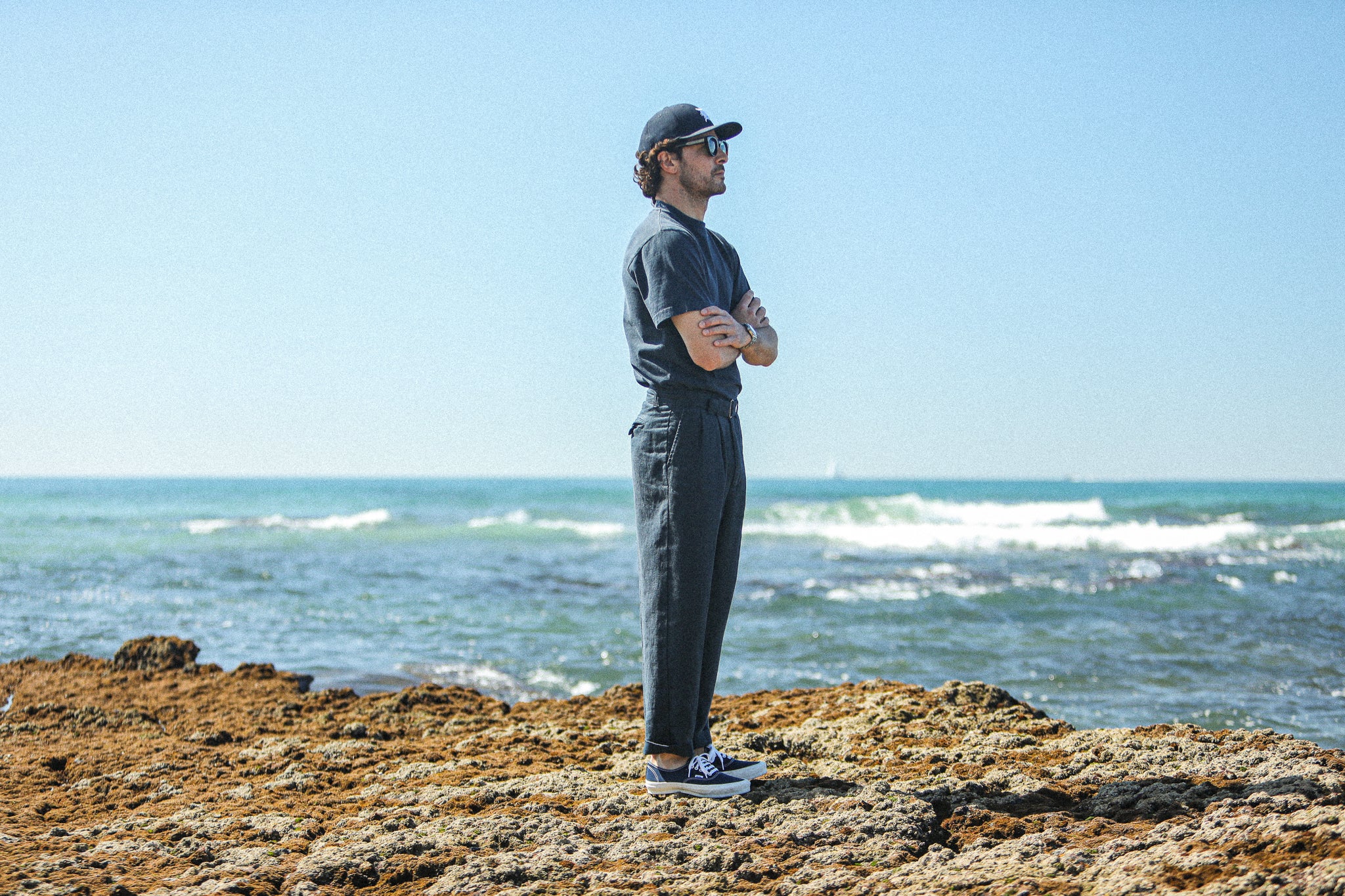 Chino Militaire Double Pince Lin Navy - Comfort Fit - Image 10