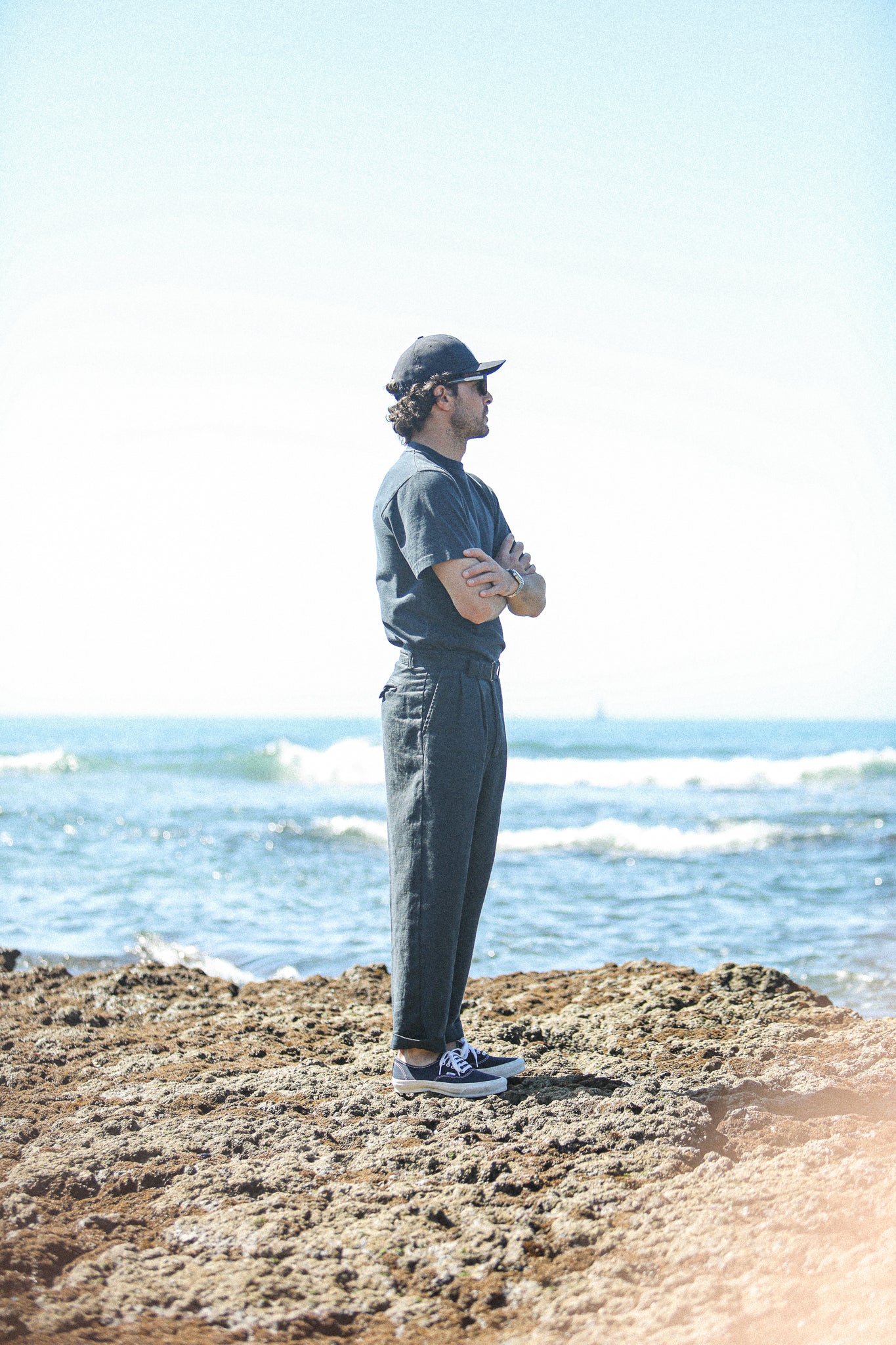 Chino Militaire Double Pince Lin Navy - Comfort Fit - Image 2