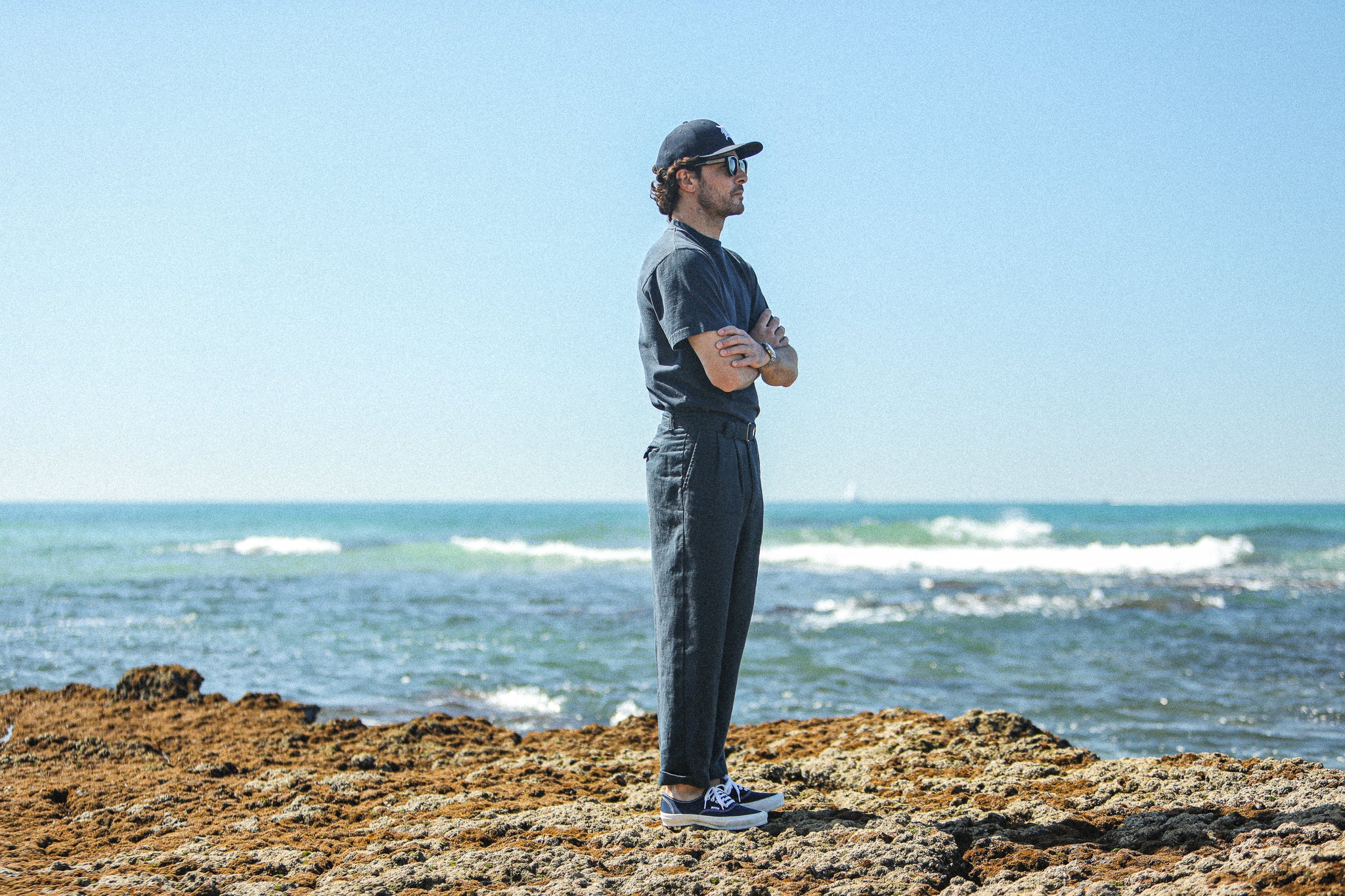 Chino Militaire Double Pince Lin Navy - Comfort Fit - Image 3