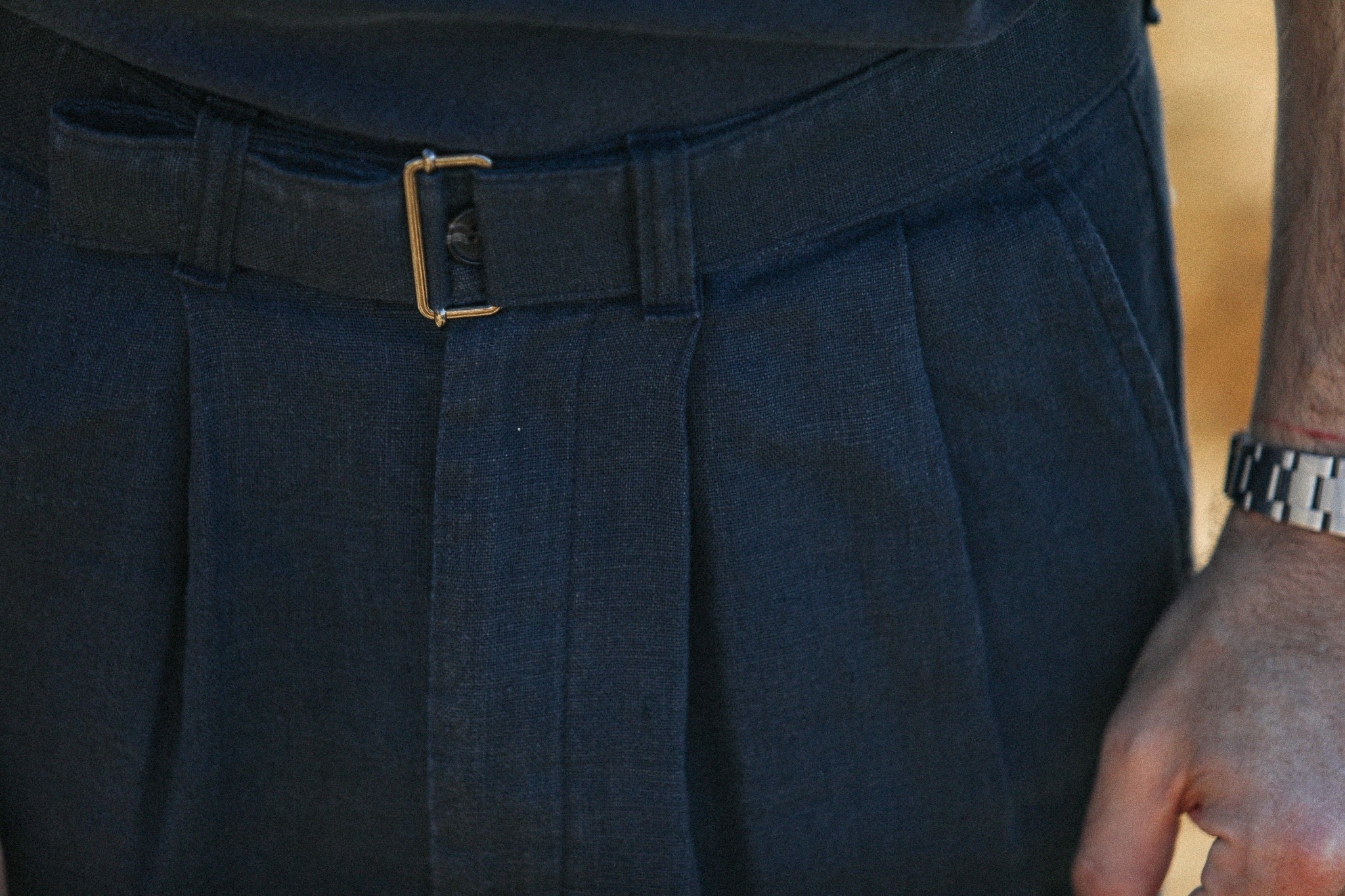 Chino Militaire Double Pince Lin Navy - Comfort Fit - Image 6