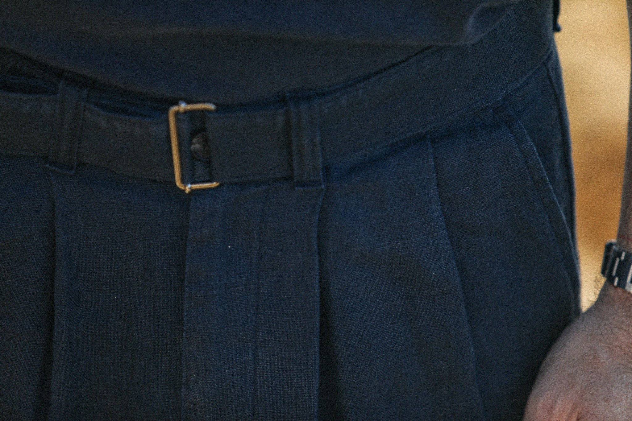 Chino Militaire Double Pince Lin Navy - Comfort Fit - Image 7