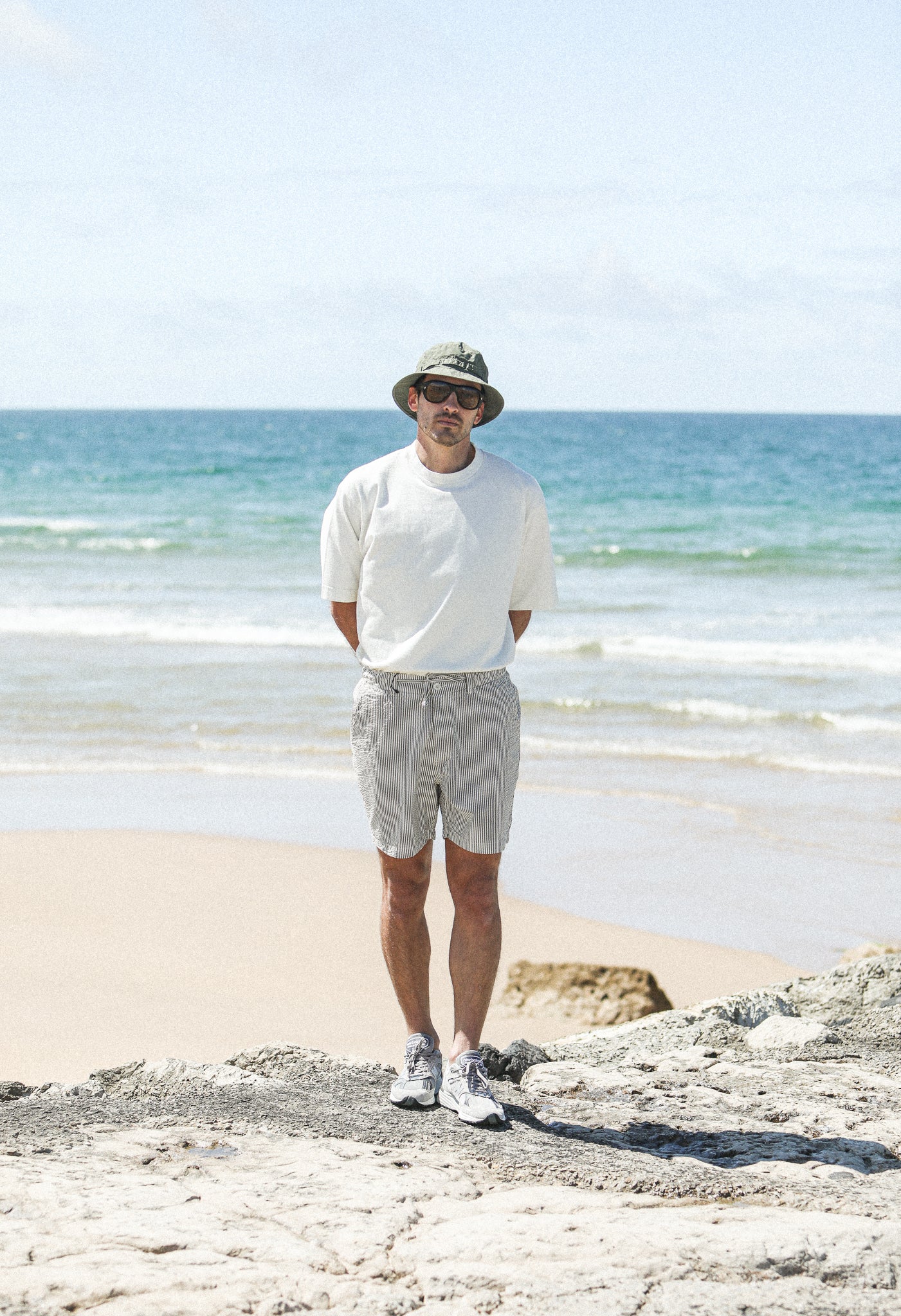 City Short - Seersucker Bleu Creme