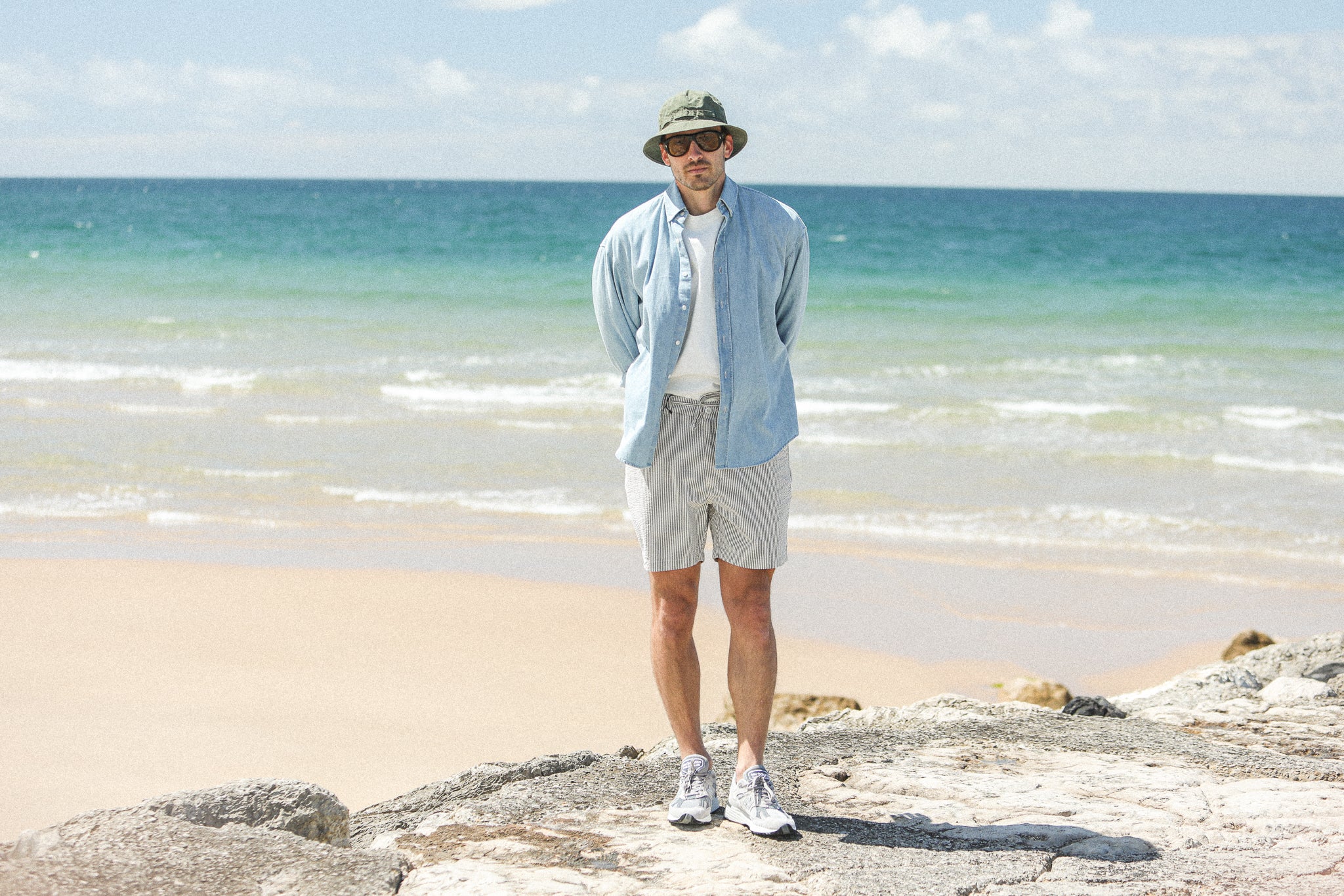 City Short - Seersucker Bleu Creme - Image 3