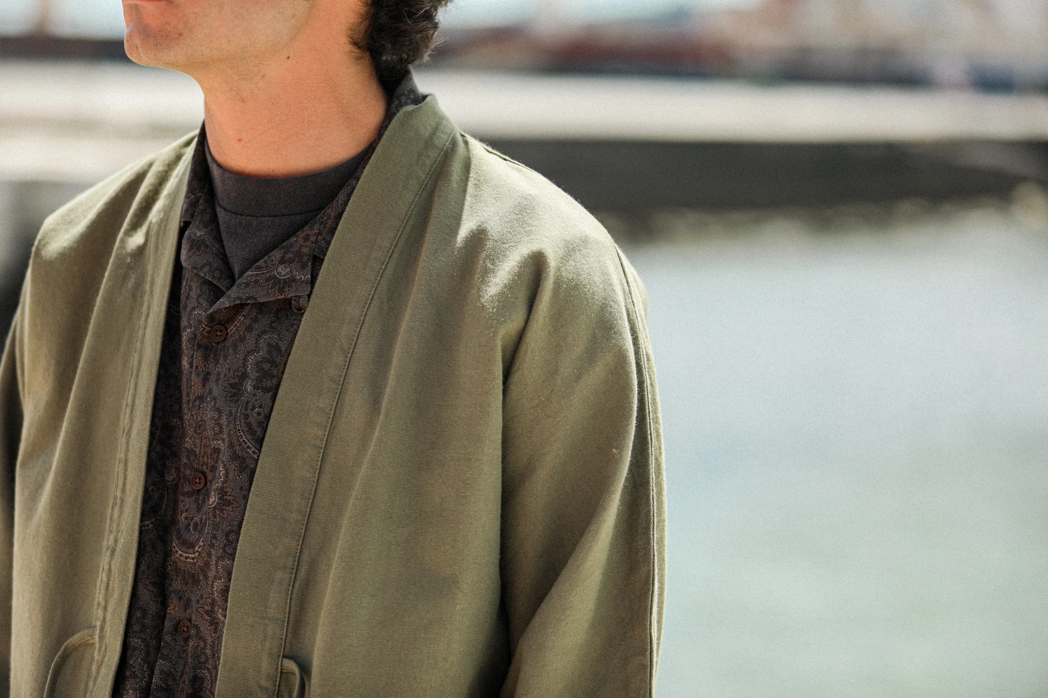 Veste Kimono Canvas Japonais Khaki - Image 6