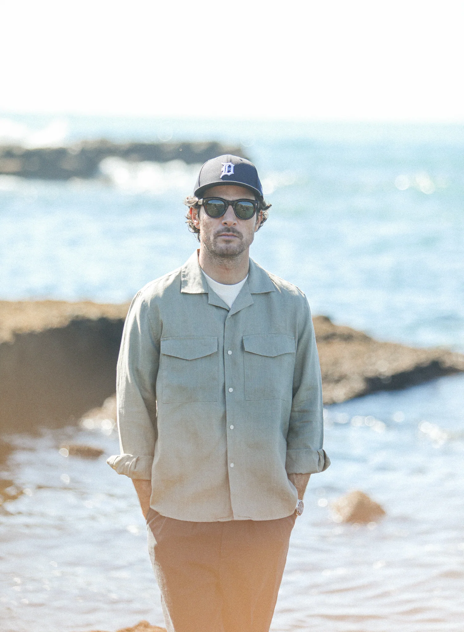 Military Camp Collar Lin Khaki