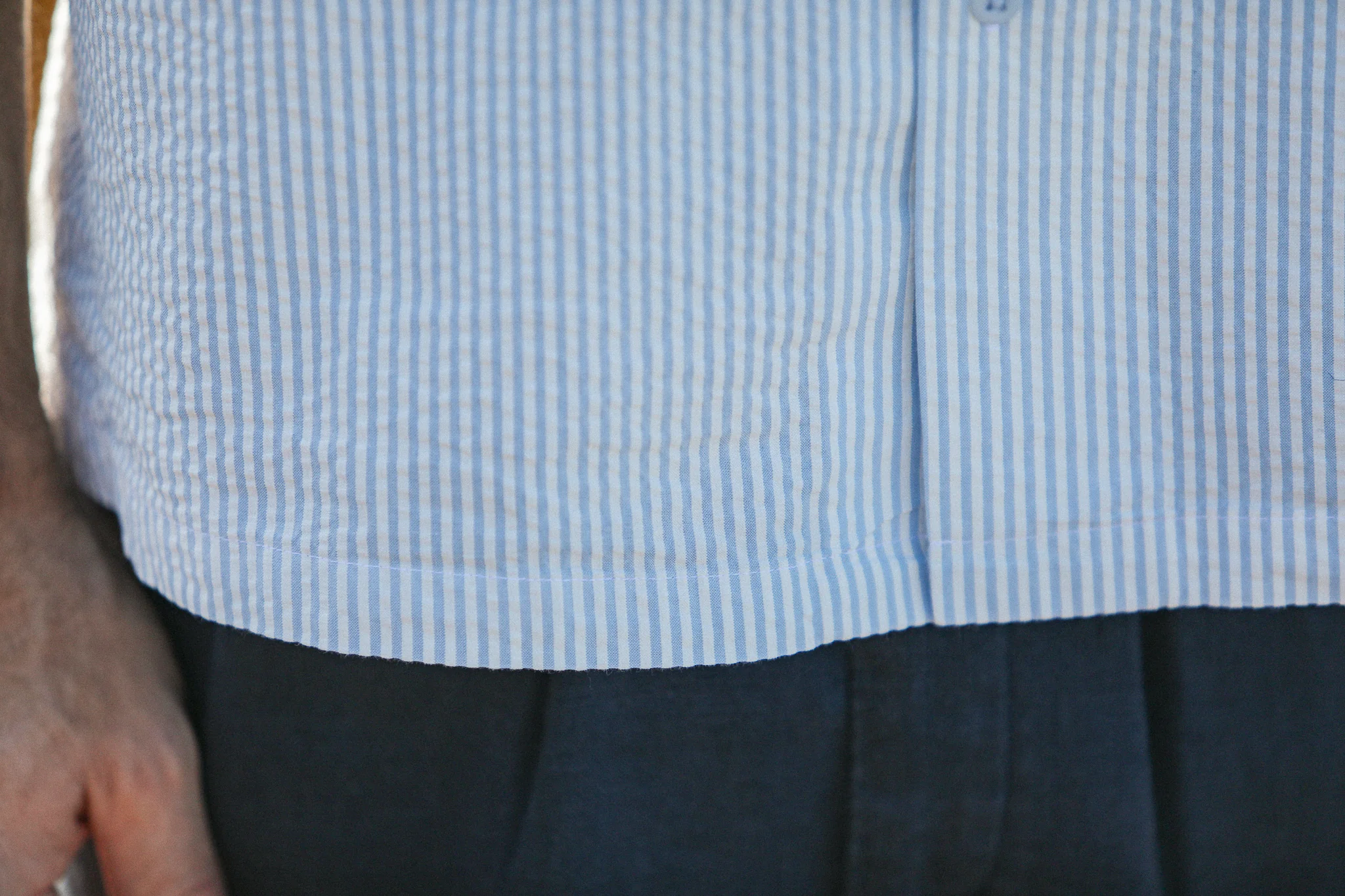 Military Camp Collar - Seersucker Bleu Clair - Image 6