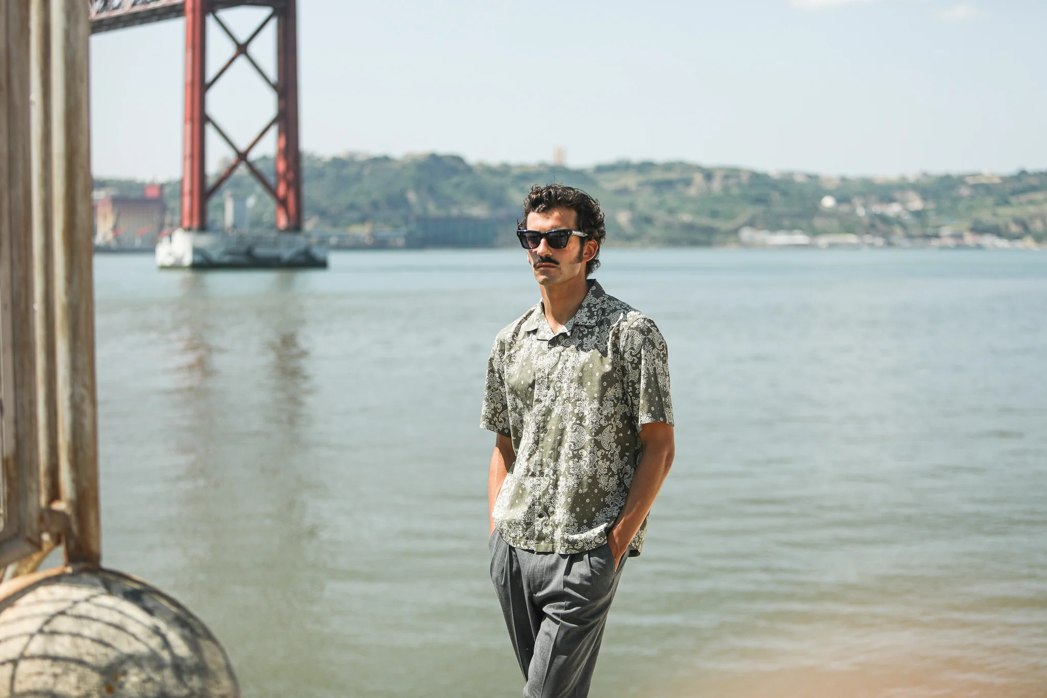 Chemise Camp Collar Bandana Khaki - Image 3