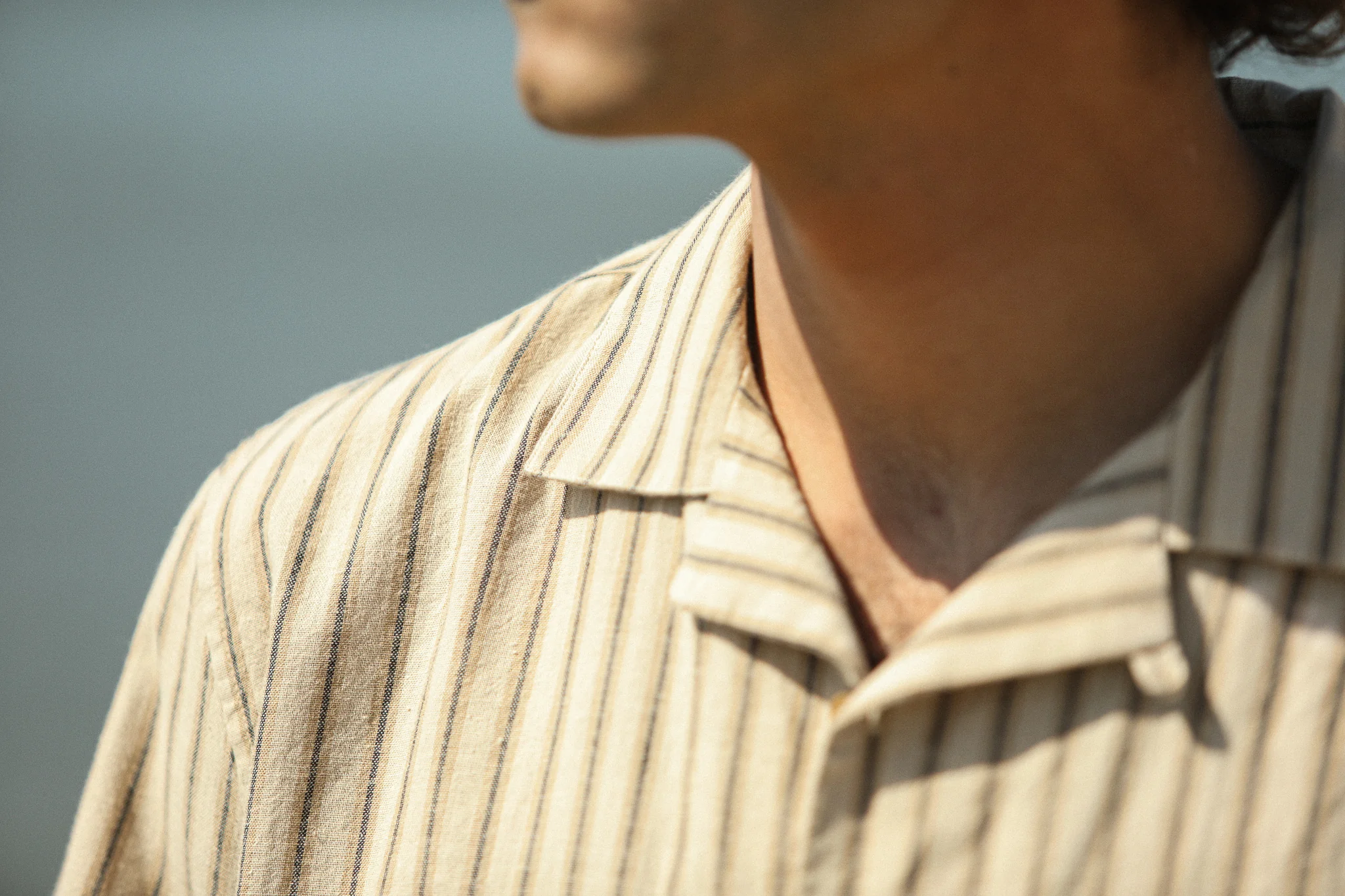 Modern Camp Collar Japanese Linen Beige - Image 5