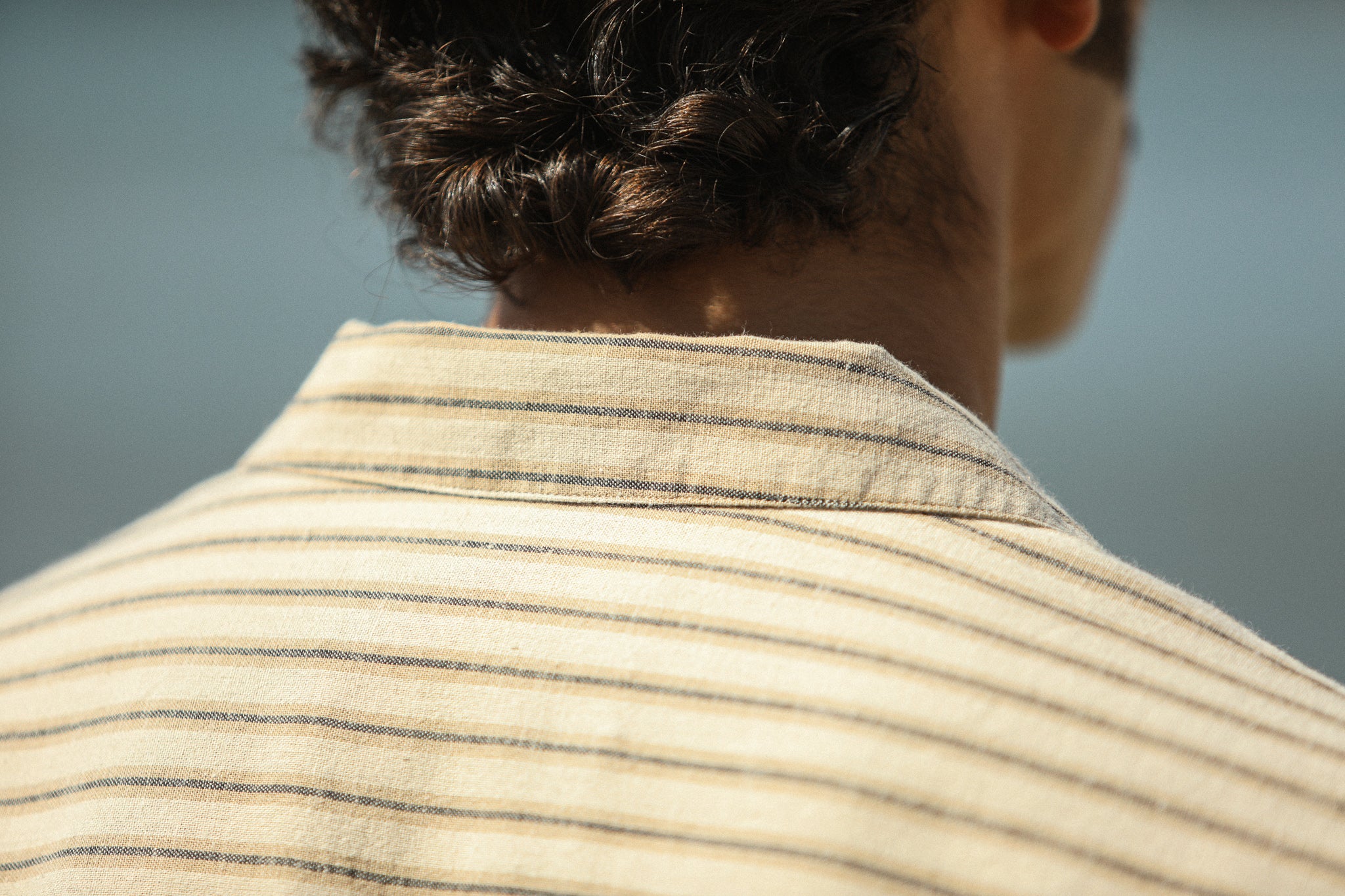 Modern Camp Collar Japanese Linen Beige - Image 6