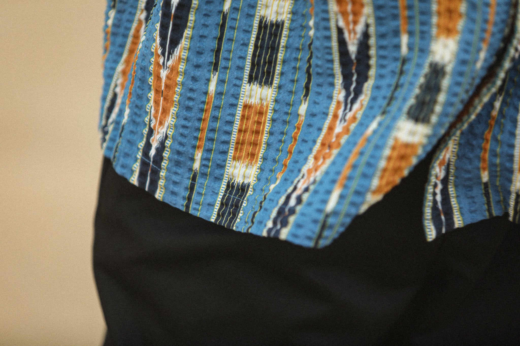 Modern Camp Collar Japanese Seersucker Blue - Image 7