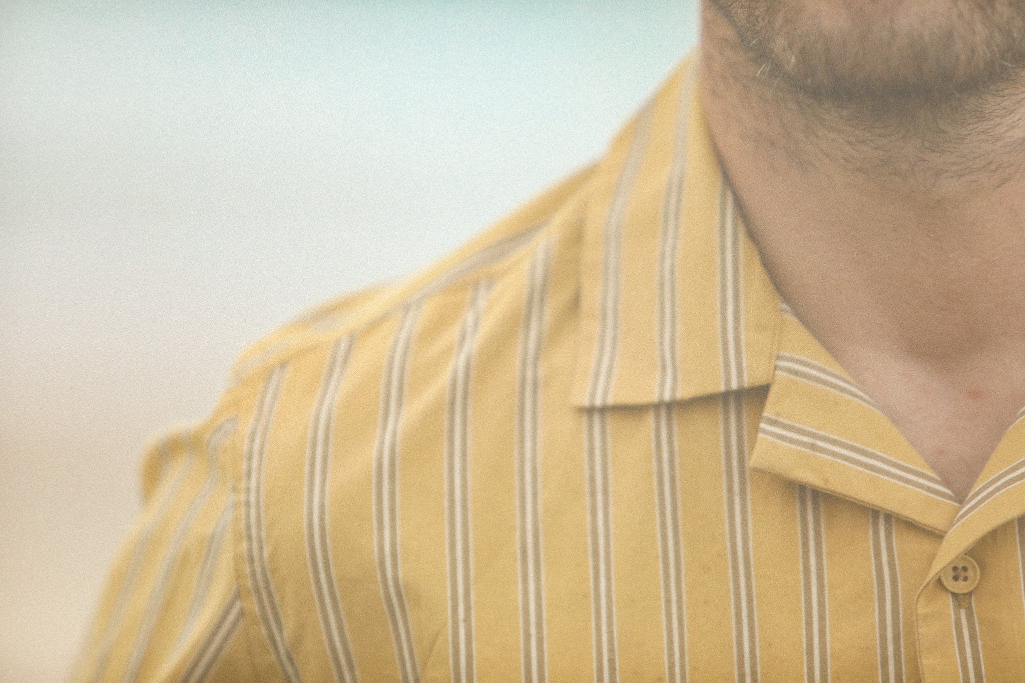 Modern Camp Collar Japanese Stripes Dark Yellow - Image 4