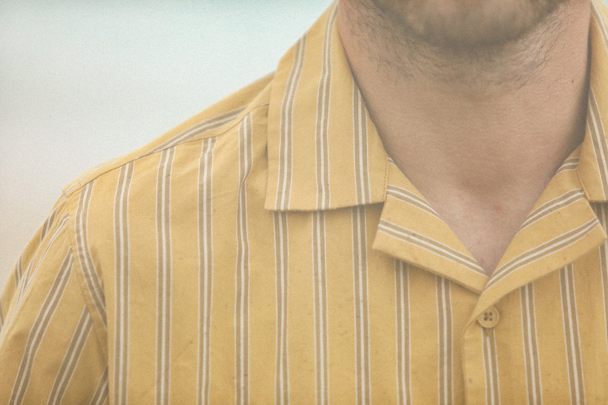 Modern Camp Collar Japanese Stripes Dark Yellow - Image 8