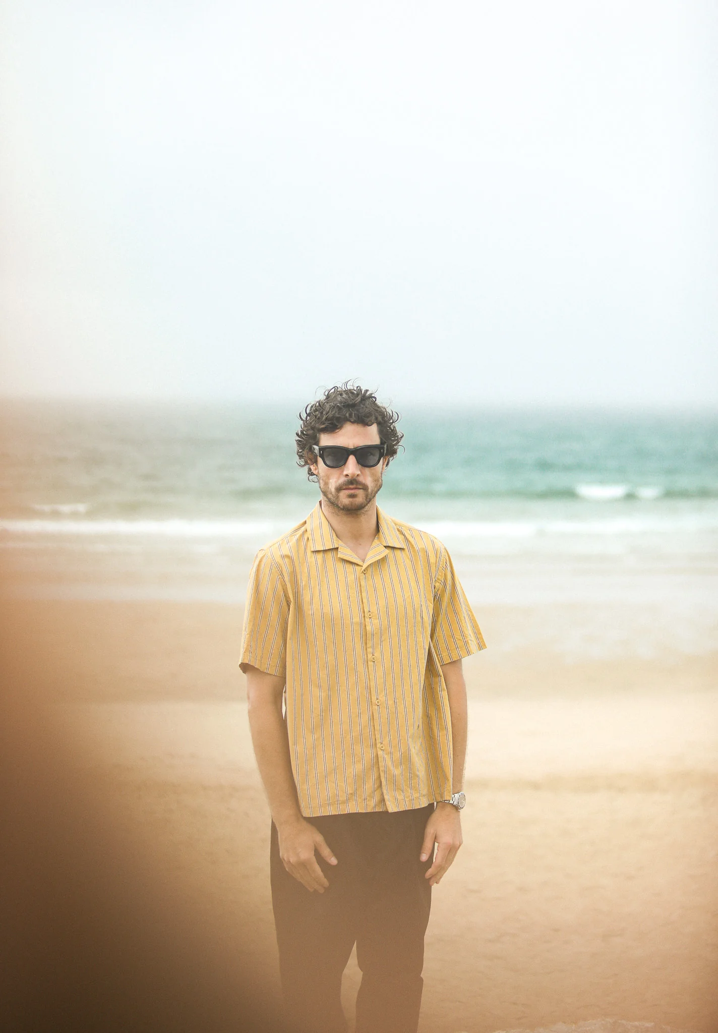 Modern Camp Collar Japanese Stripes Dark Yellow - Image 9