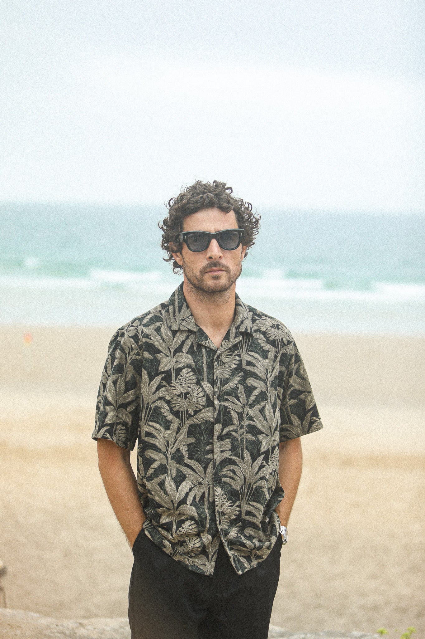 Modern Camp Collar Japanese Tropical Black - Image 9