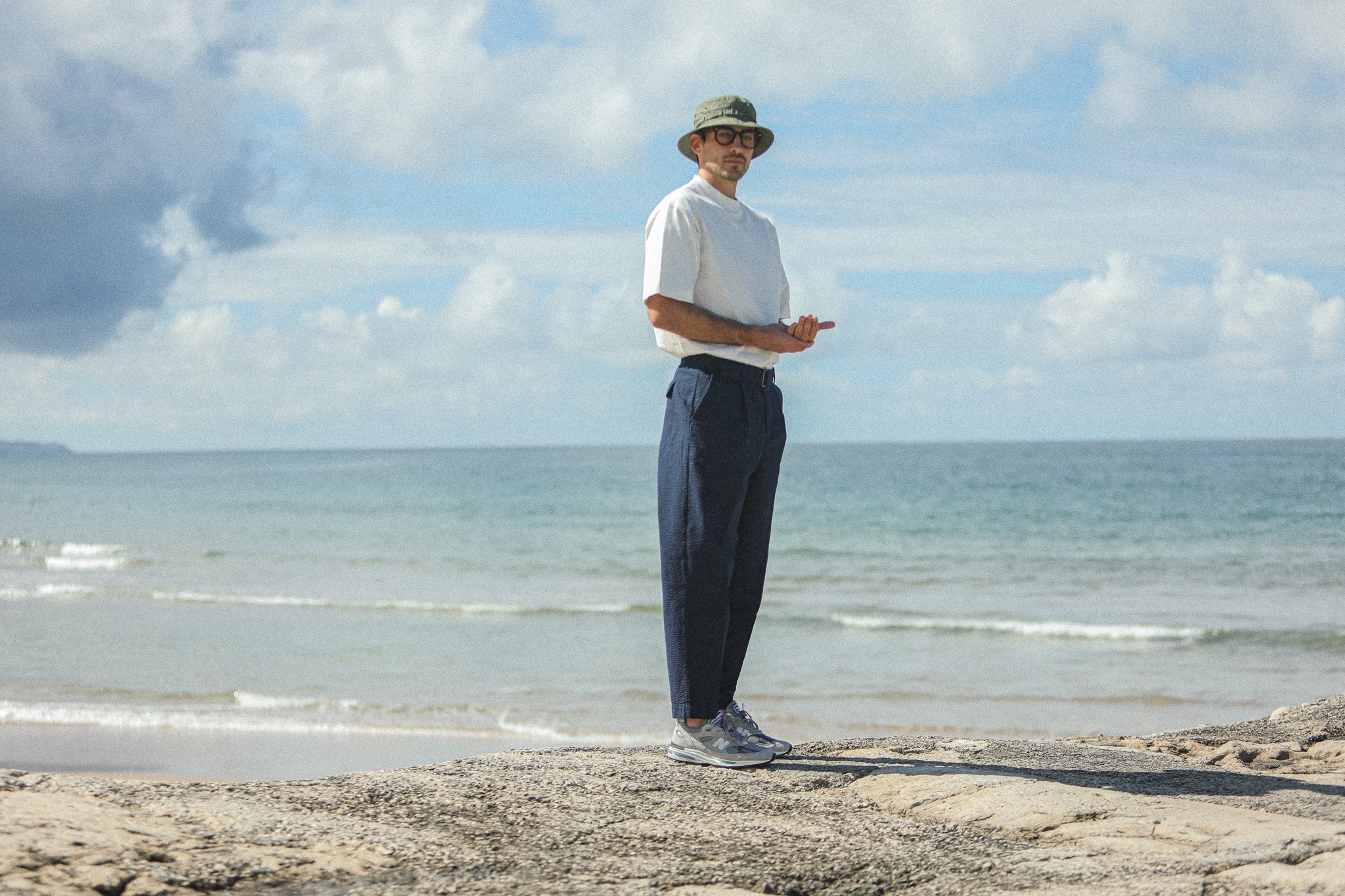 Chino Militaire Pince Simple Seersucker Navy - Image 6