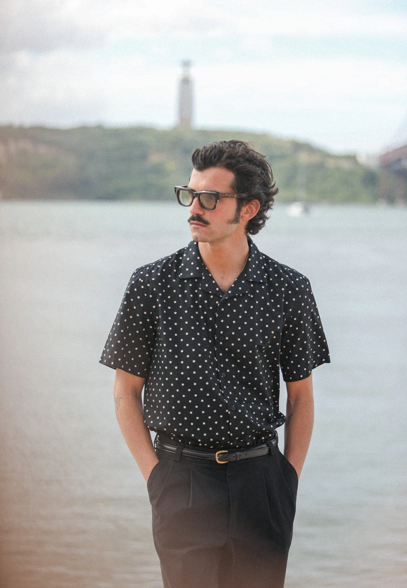 Camp Collar Japanese Polka Dot Black - Image 4