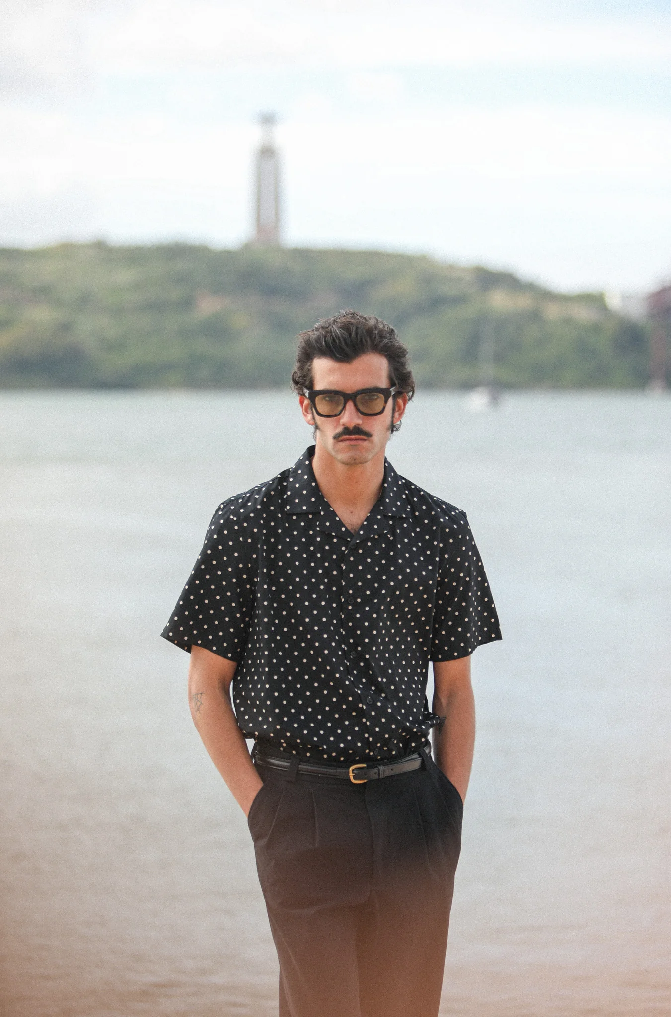 Camp Collar Japanese Polka Dot Black - Image 9