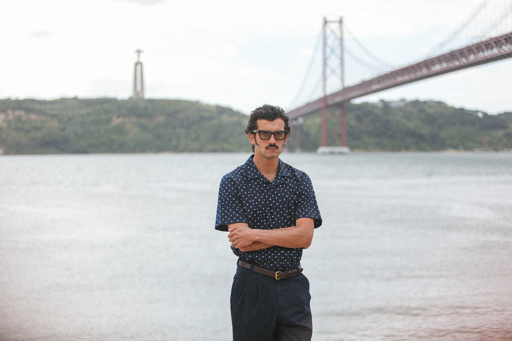 Camp Collar Japanese Polka Dot Navy - Image 3
